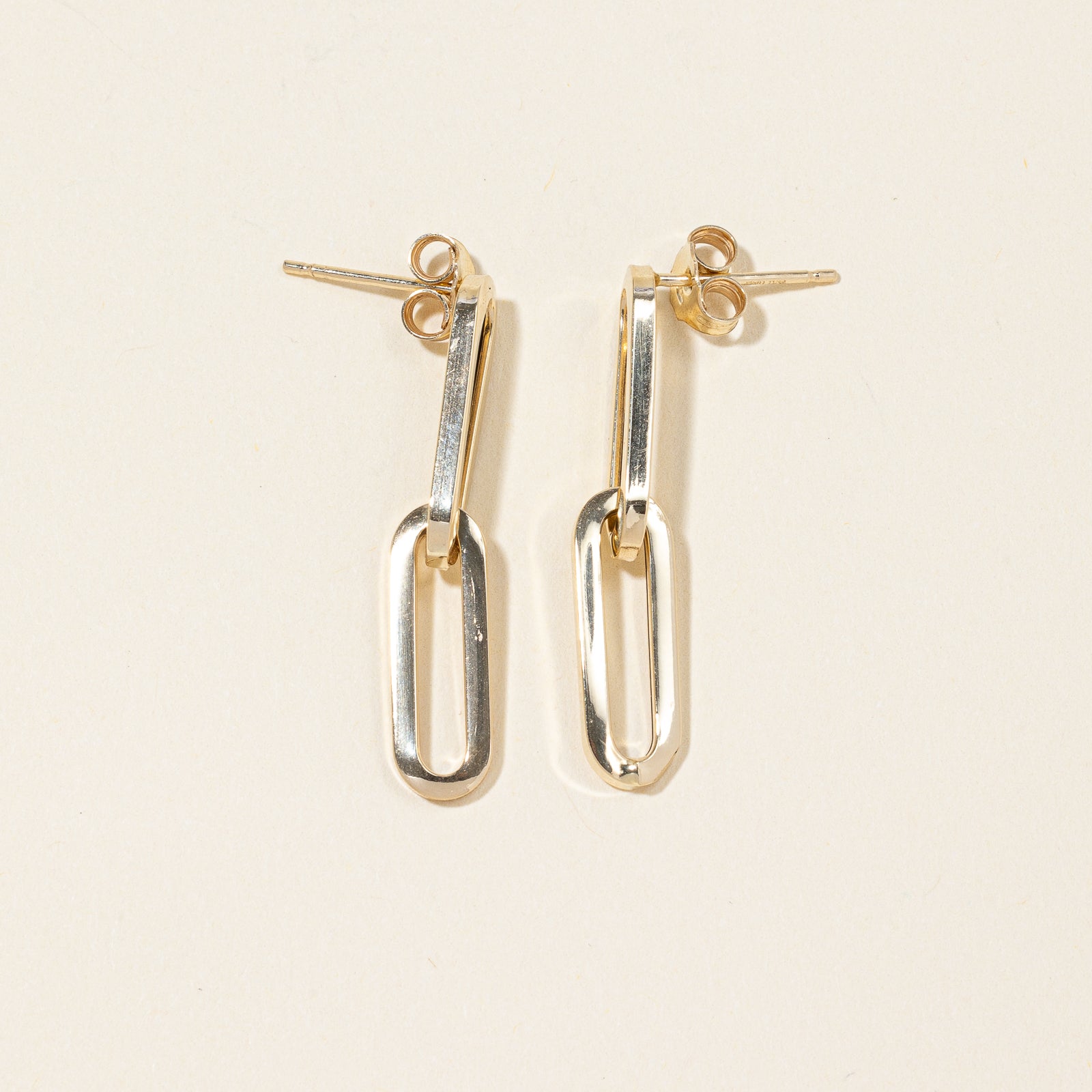 14k Yellow Gold Oval Link Earrings
