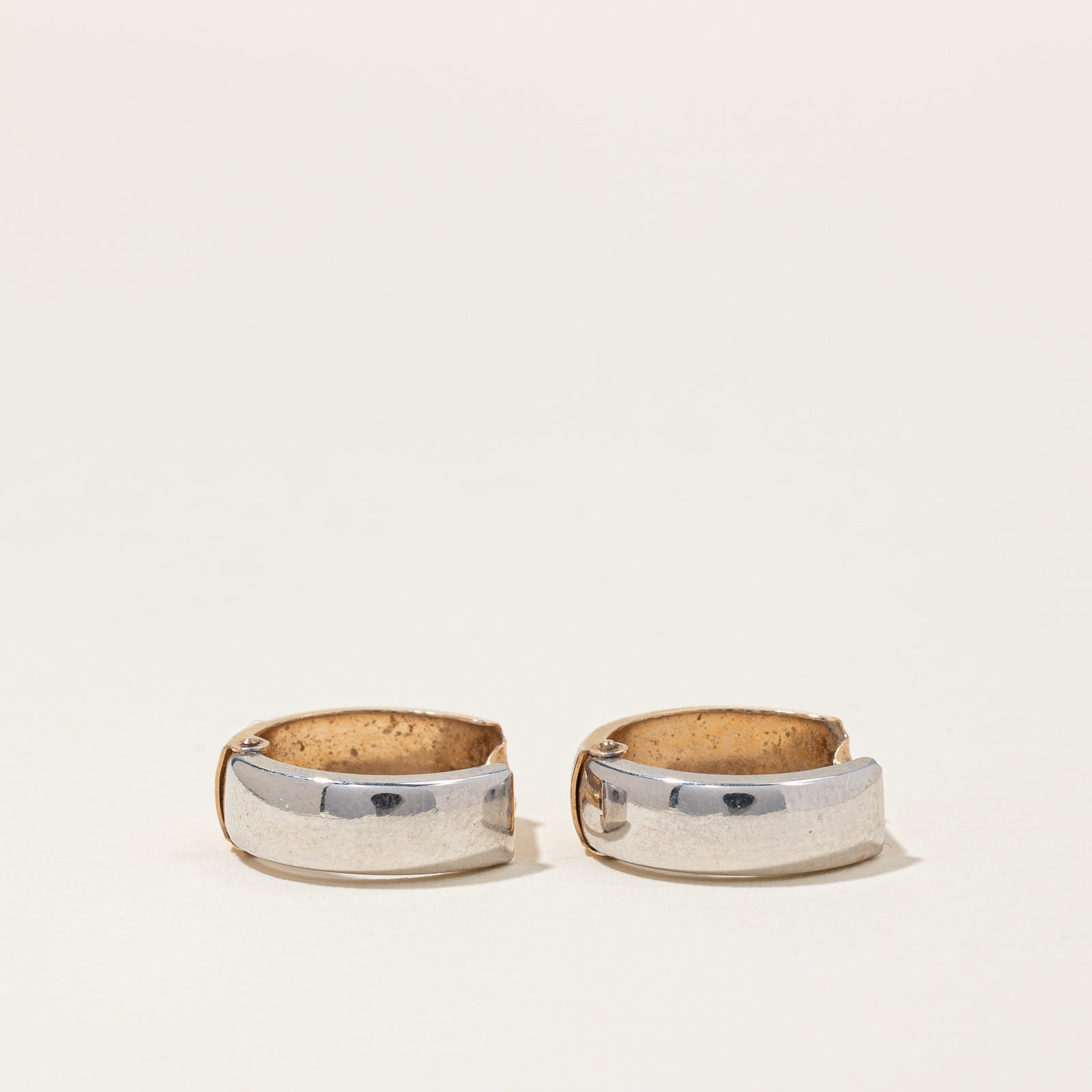 10k Two Tone Gold Hoop Earrings