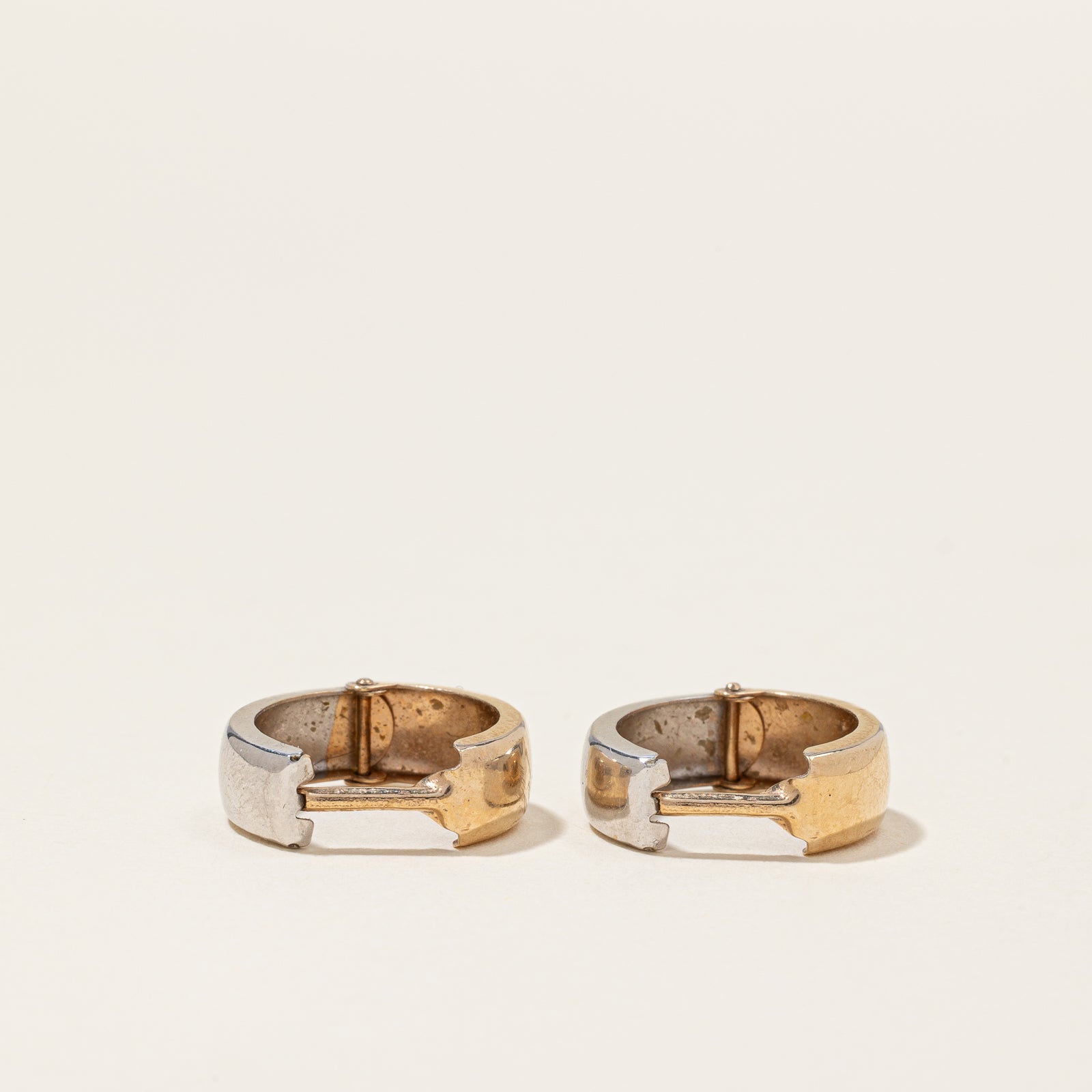 10k Two Tone Gold Hoop Earrings