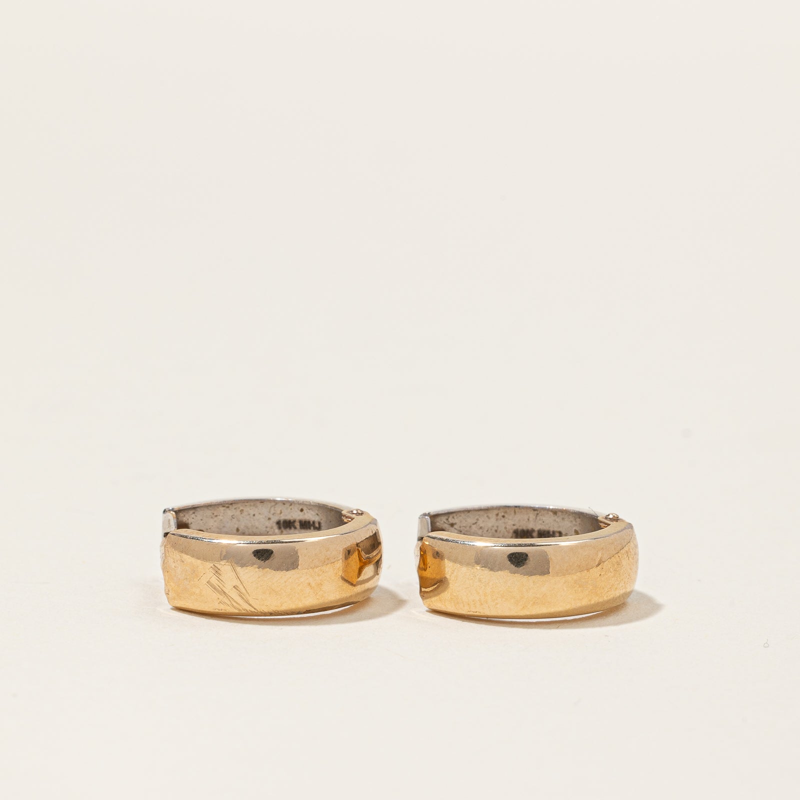 10k Two Tone Gold Hoop Earrings