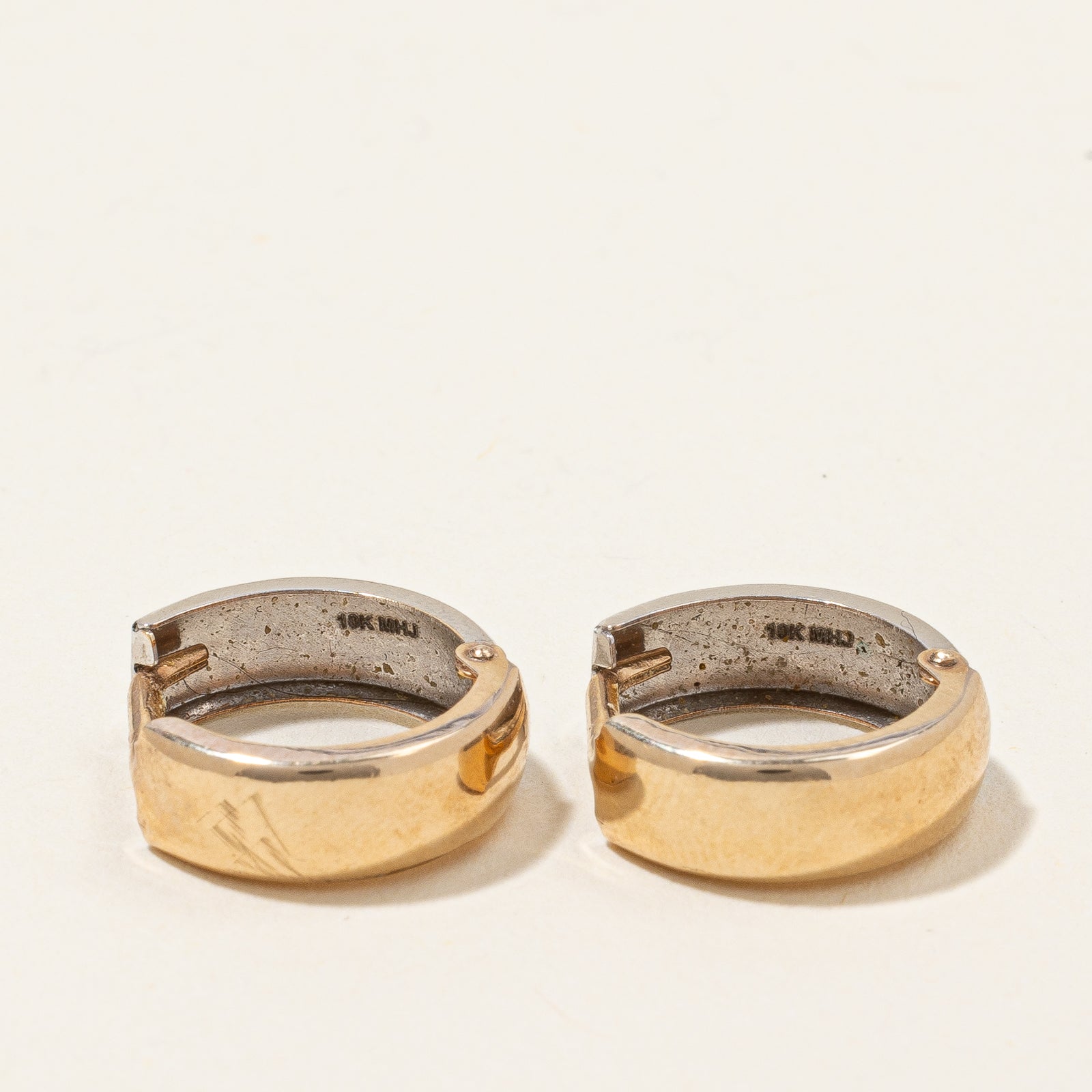 10k Two Tone Gold Hoop Earrings