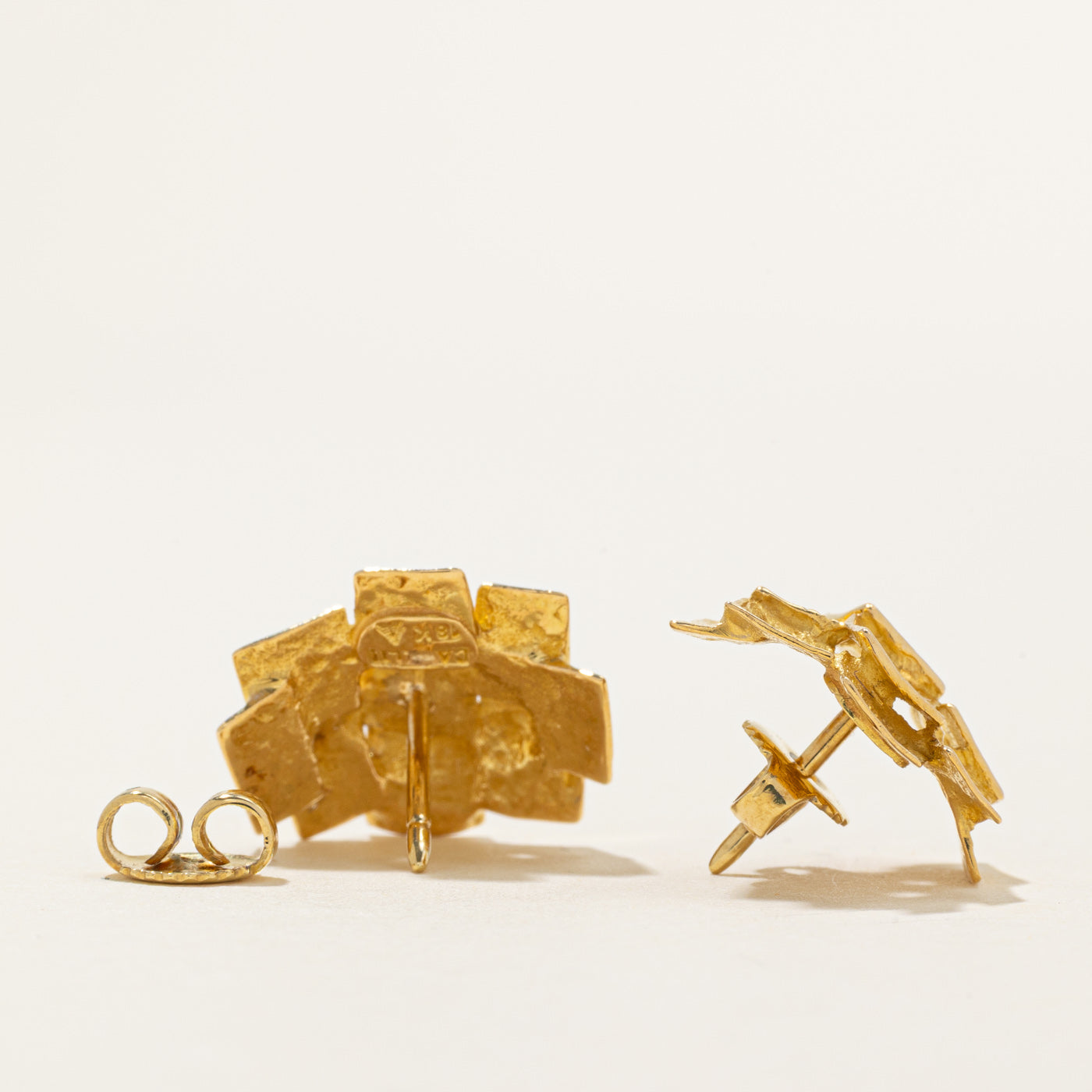 'Cavelti' 18K Abstract Textured Stud Earrings
