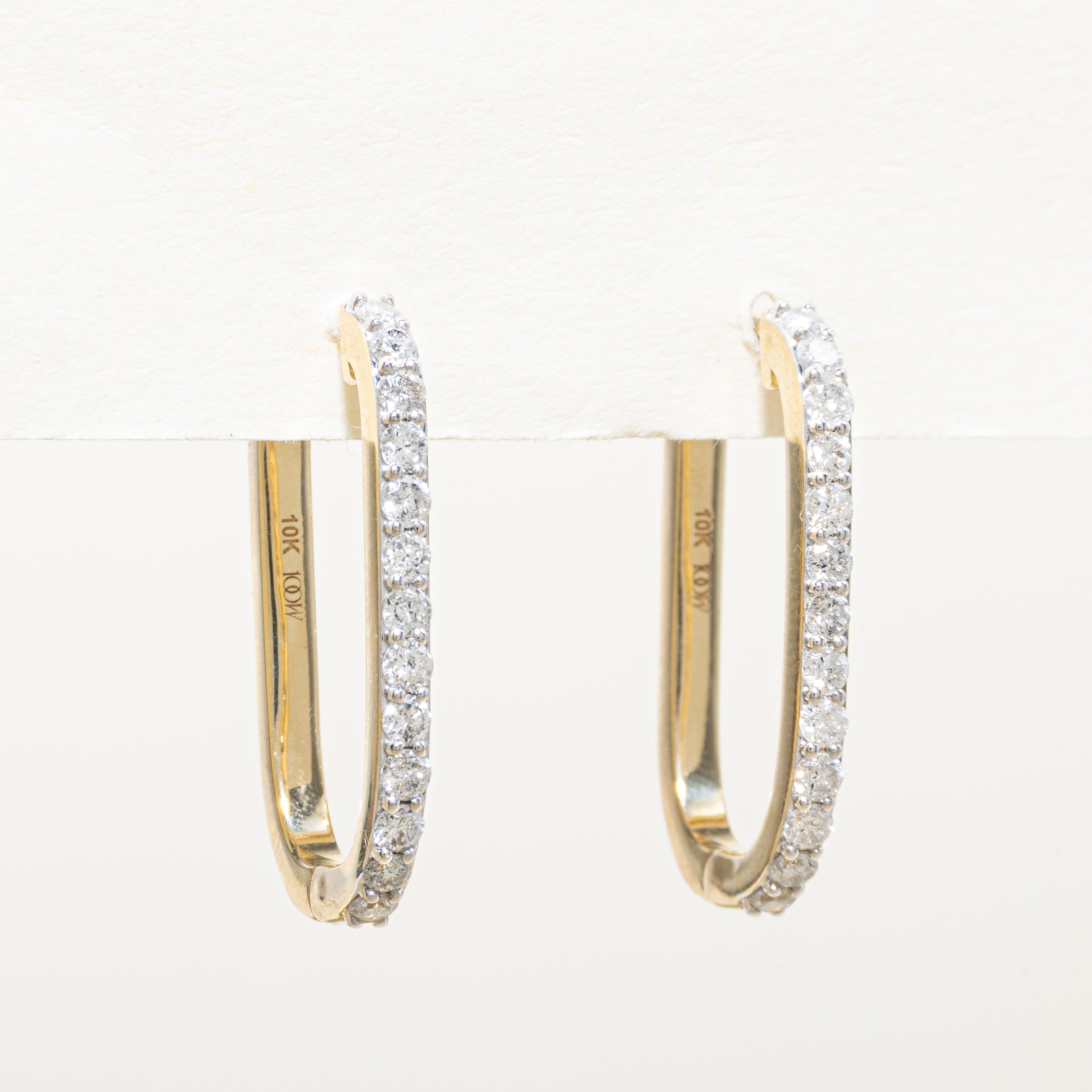 '100 Ways' 10K Diamond Oval Hoop Earrings| 1.00ctw |