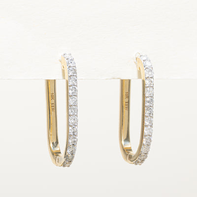 '100 Ways' 10K Diamond Oval Hoop Earrings| 1.00ctw |