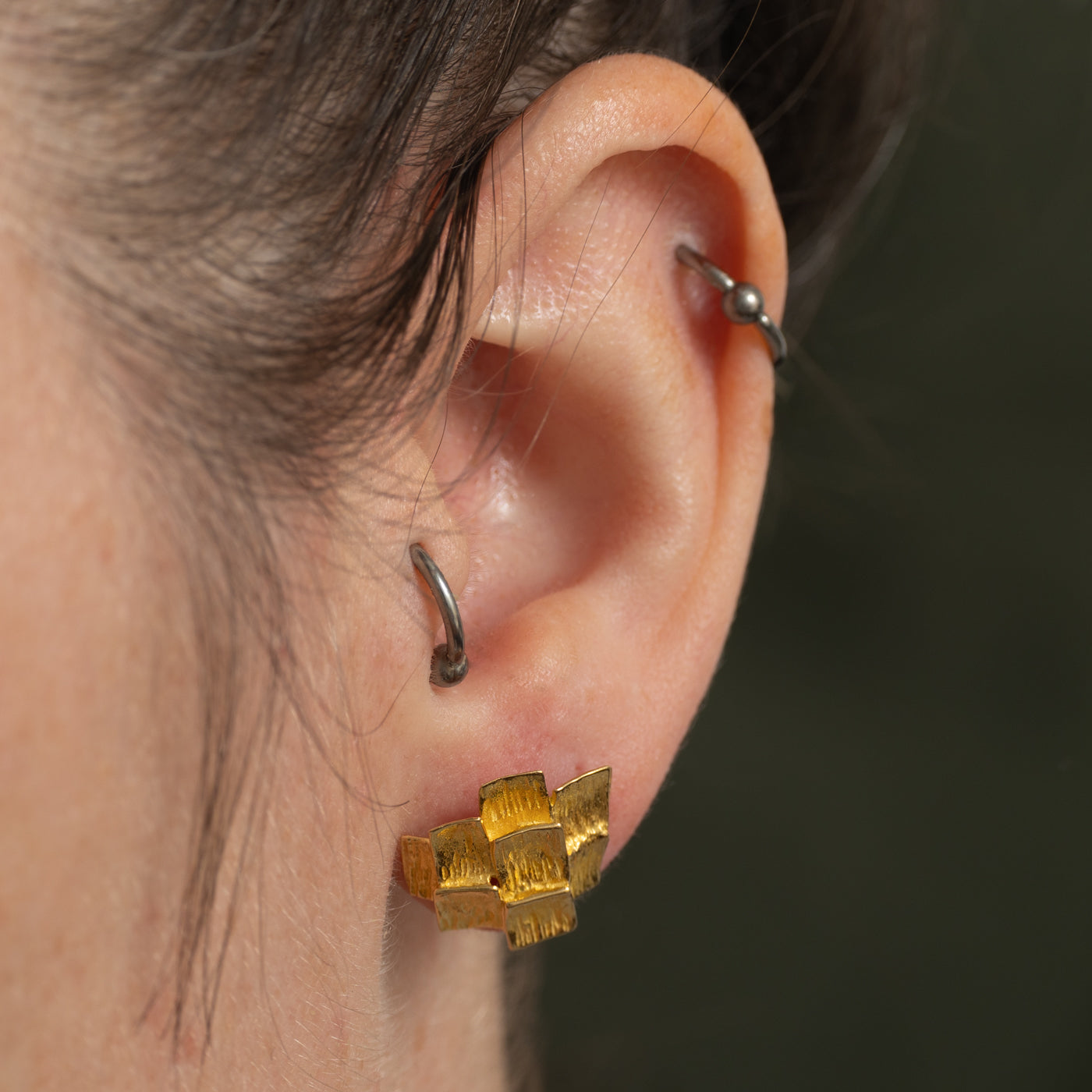 'Cavelti' 18K Abstract Textured Stud Earrings