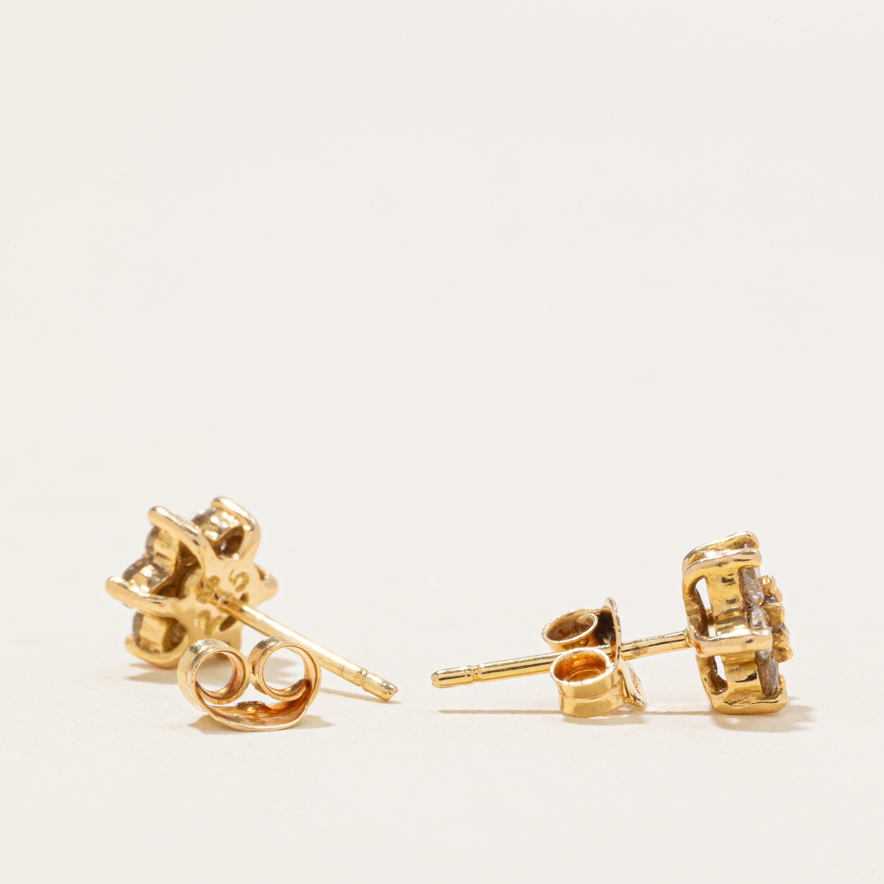 Brown Diamond Star Cluster Stud Earrings