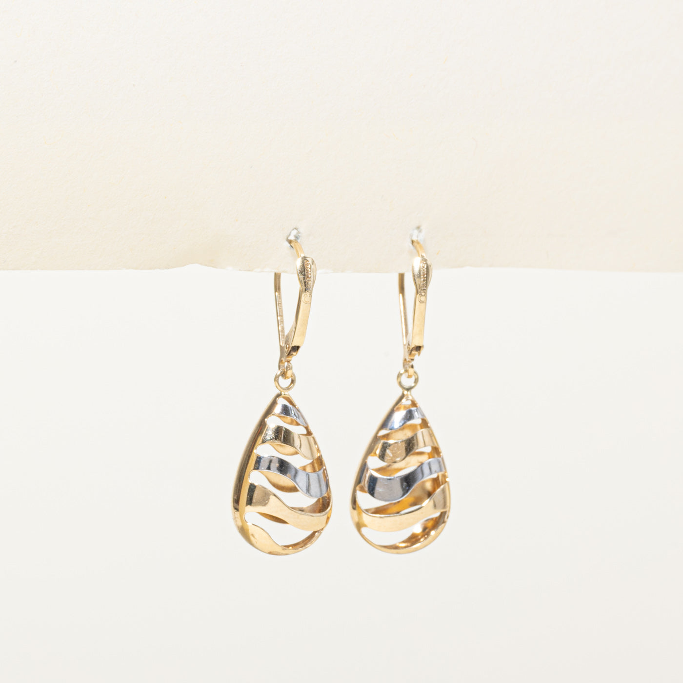 14k Yellow & White Gold Drop Earrings