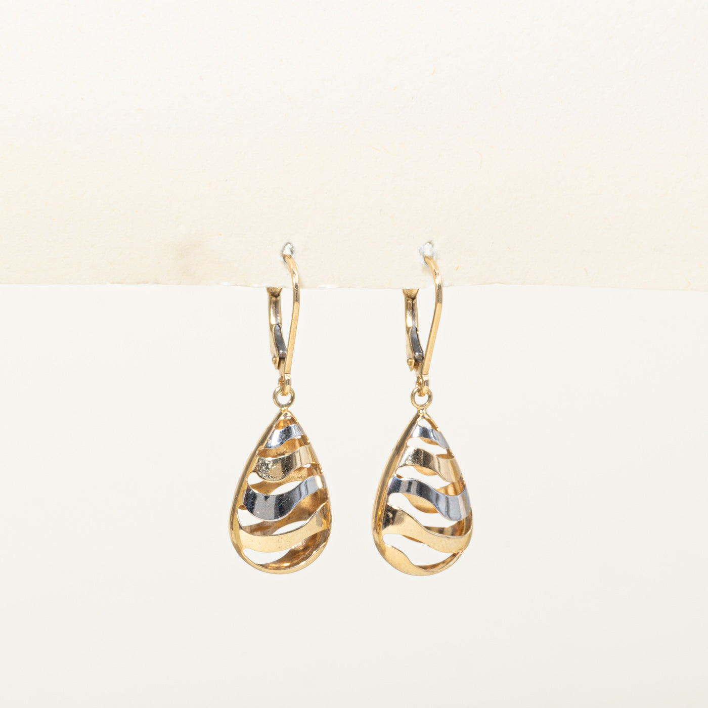 14k Yellow & White Gold Drop Earrings