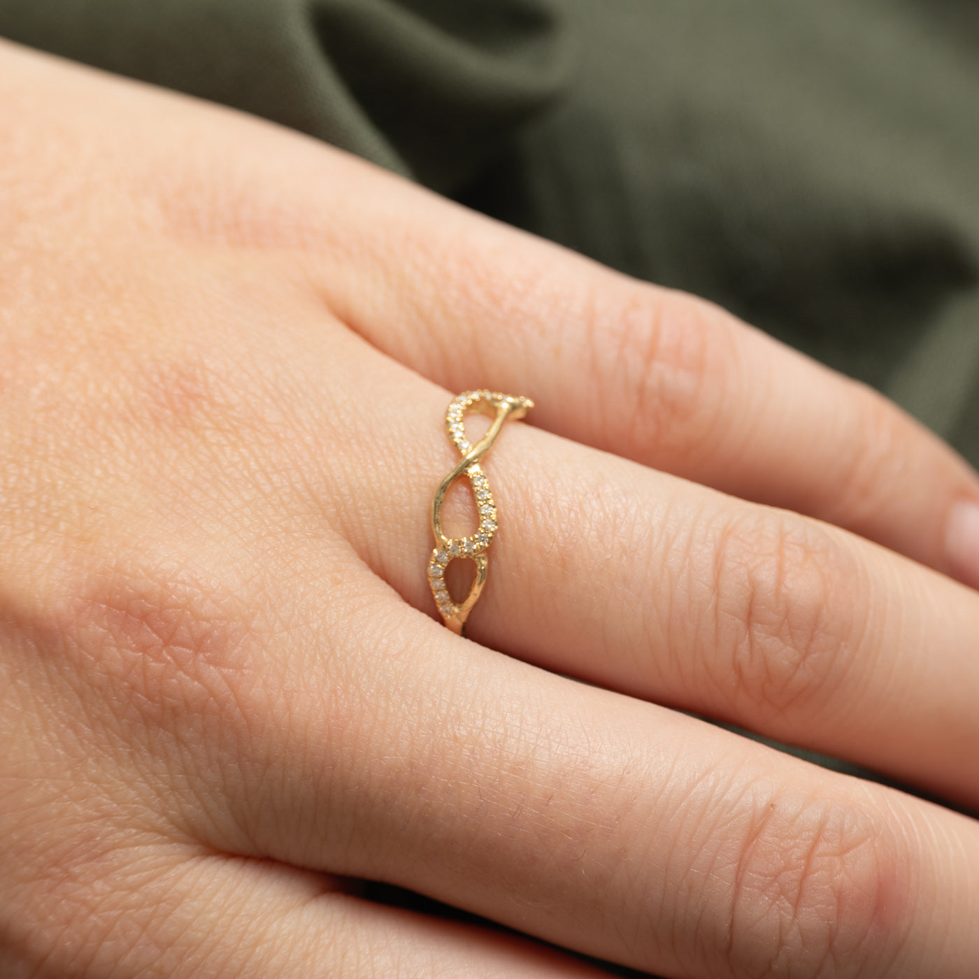 Semi Eternity Diamond Cross Over Ring | SZ 7.5