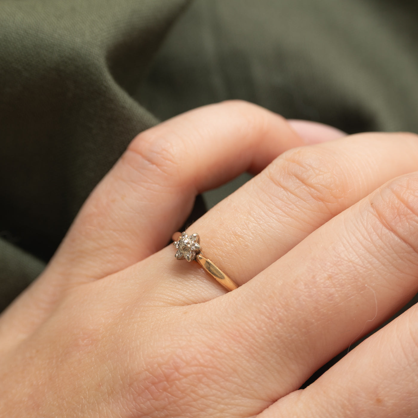 Yellow Gold Diamond Petal Cluster Ring | SZ 5.75