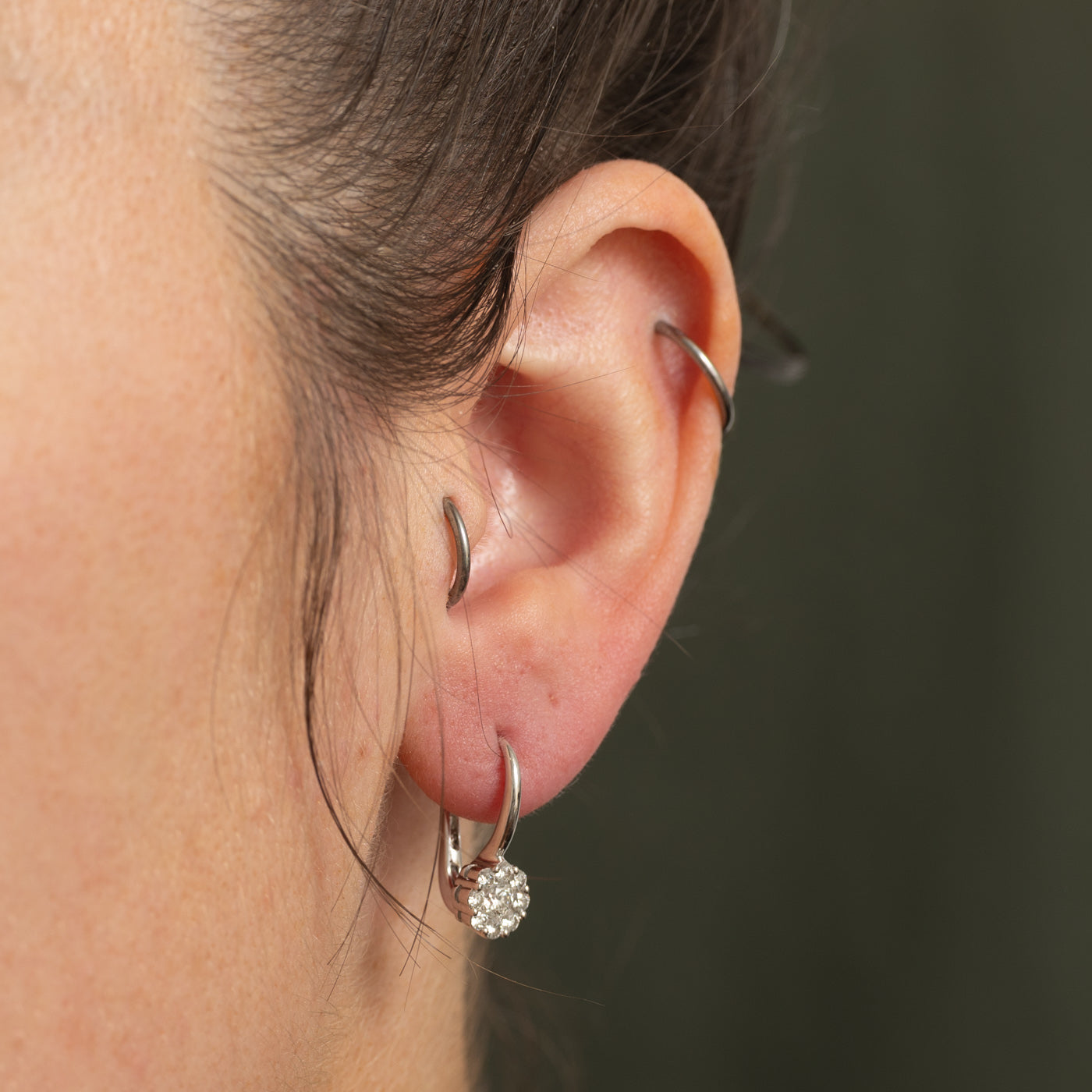 Diamond Cluster Drop Earrings