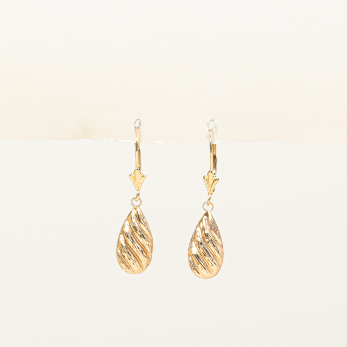 14k Yellow Gold Croissant Drop Earrings