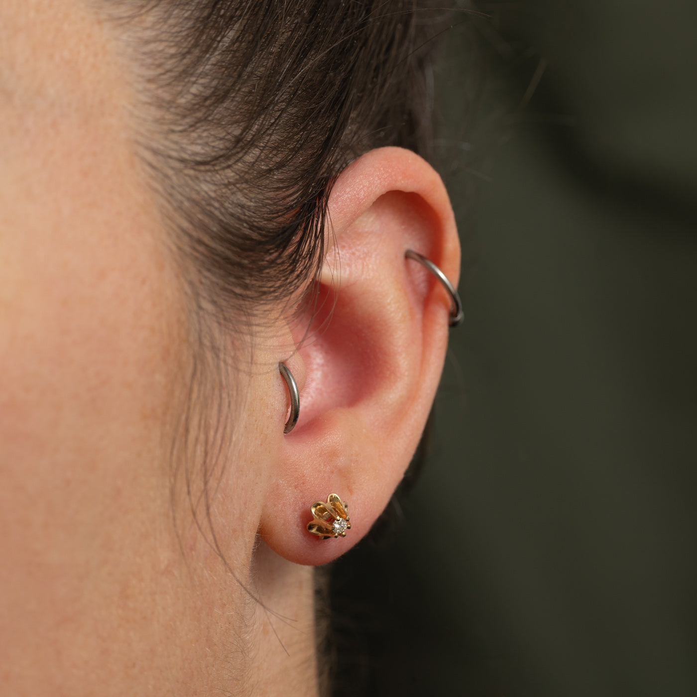 Belcher Set Diamond Stud Earrings