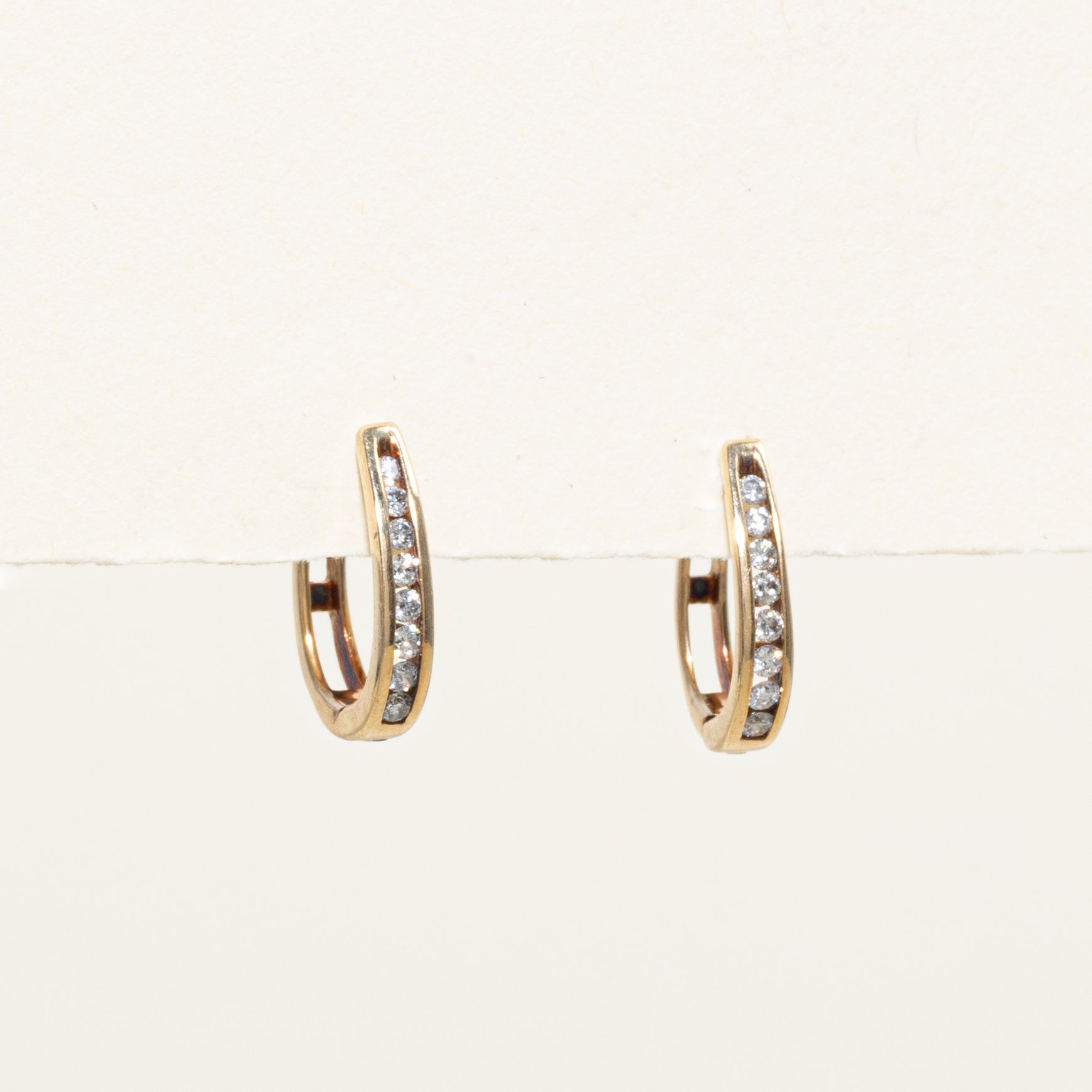 Channel Set Diamond Huggie Earrings