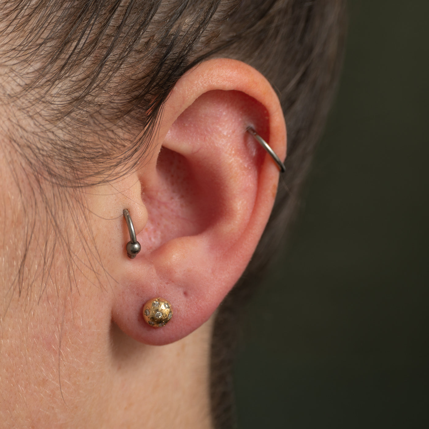 Diamond Half Sphere Stud Earrings