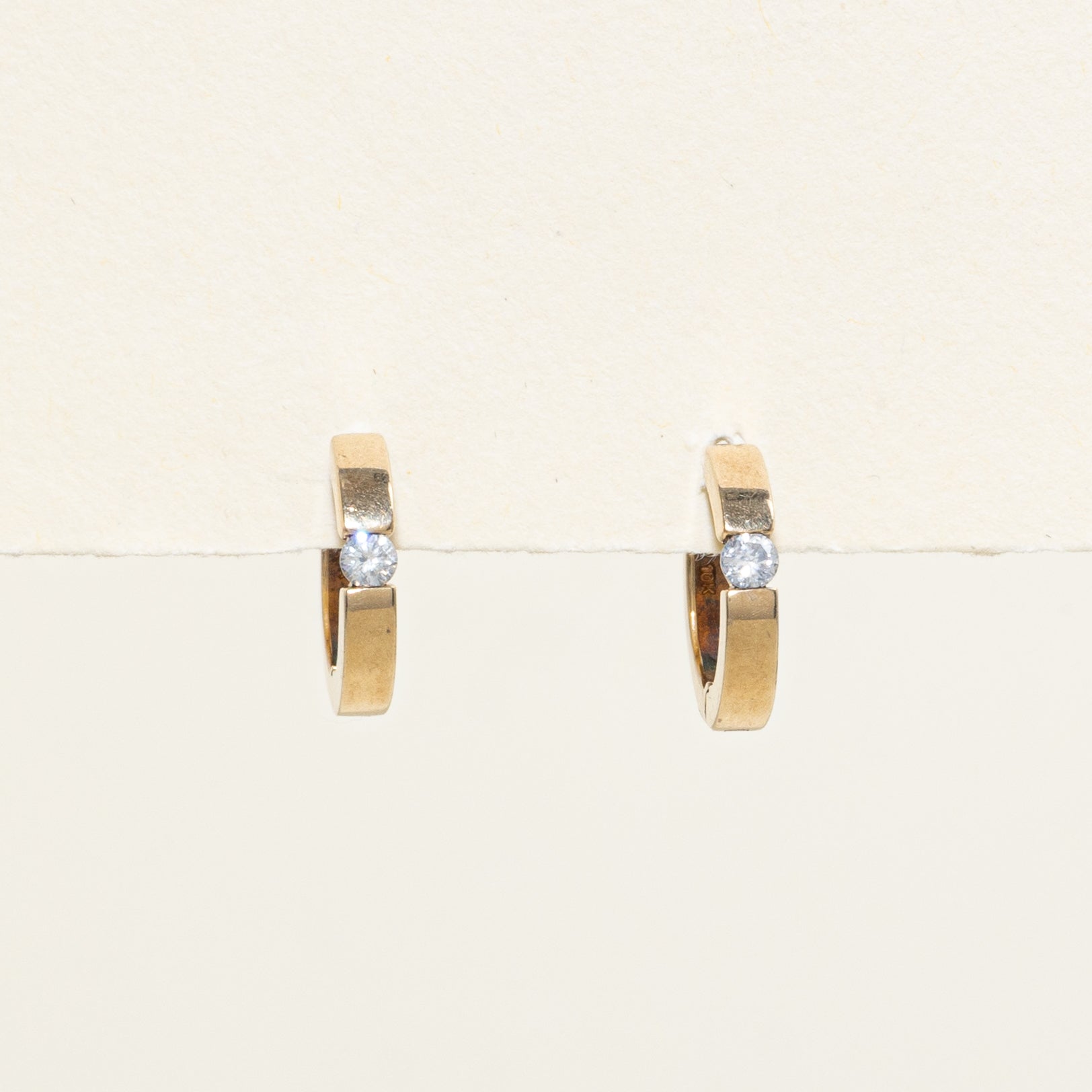 Tension Set Diamond Huggie Earrings