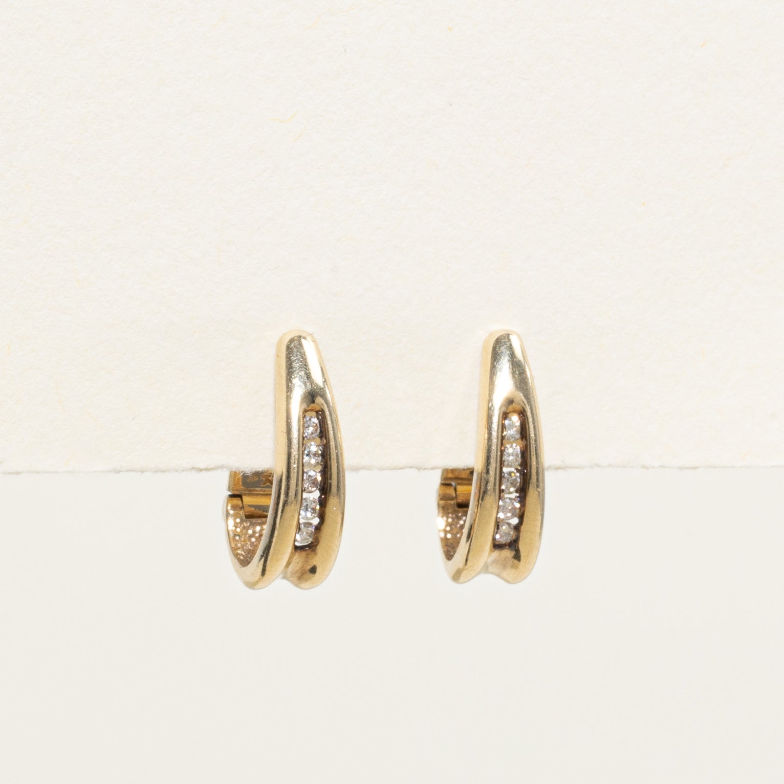 Channel Set Diamond Huggie Earrings