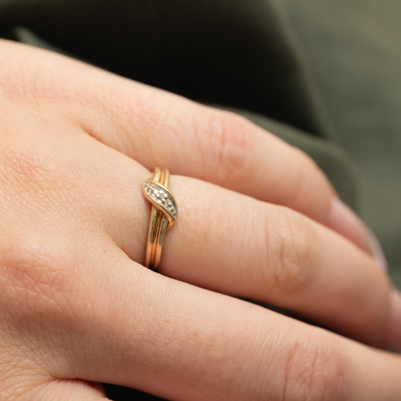 Yellow Gold Diamond Waterfall Cross Over Ring | SZ 4.5