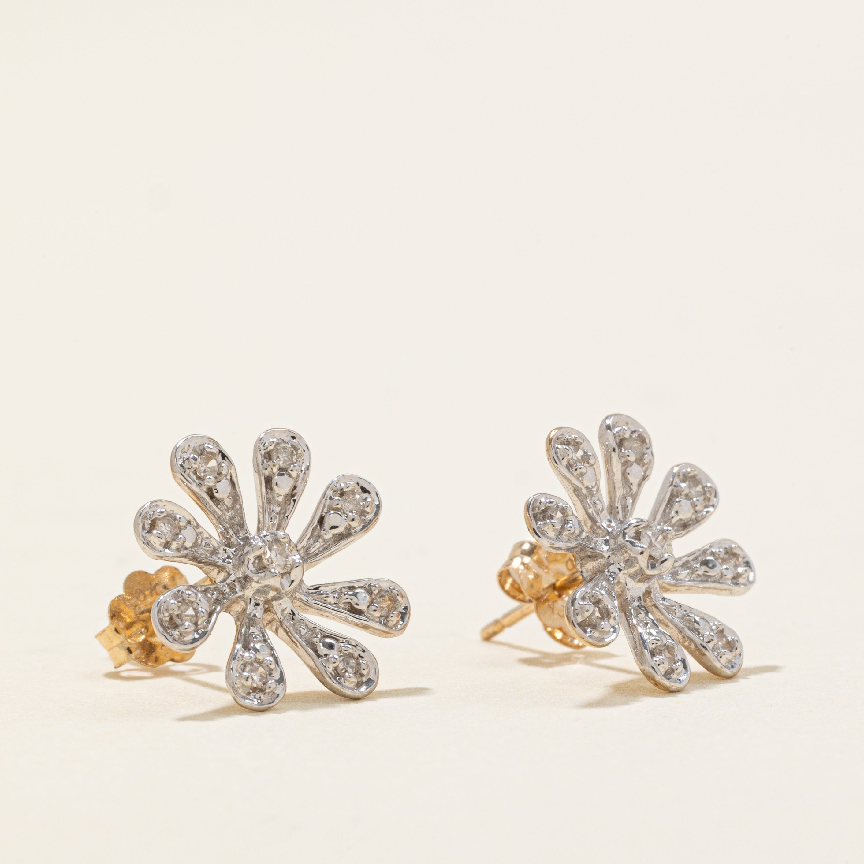 Diamond Floral Stud Earrings