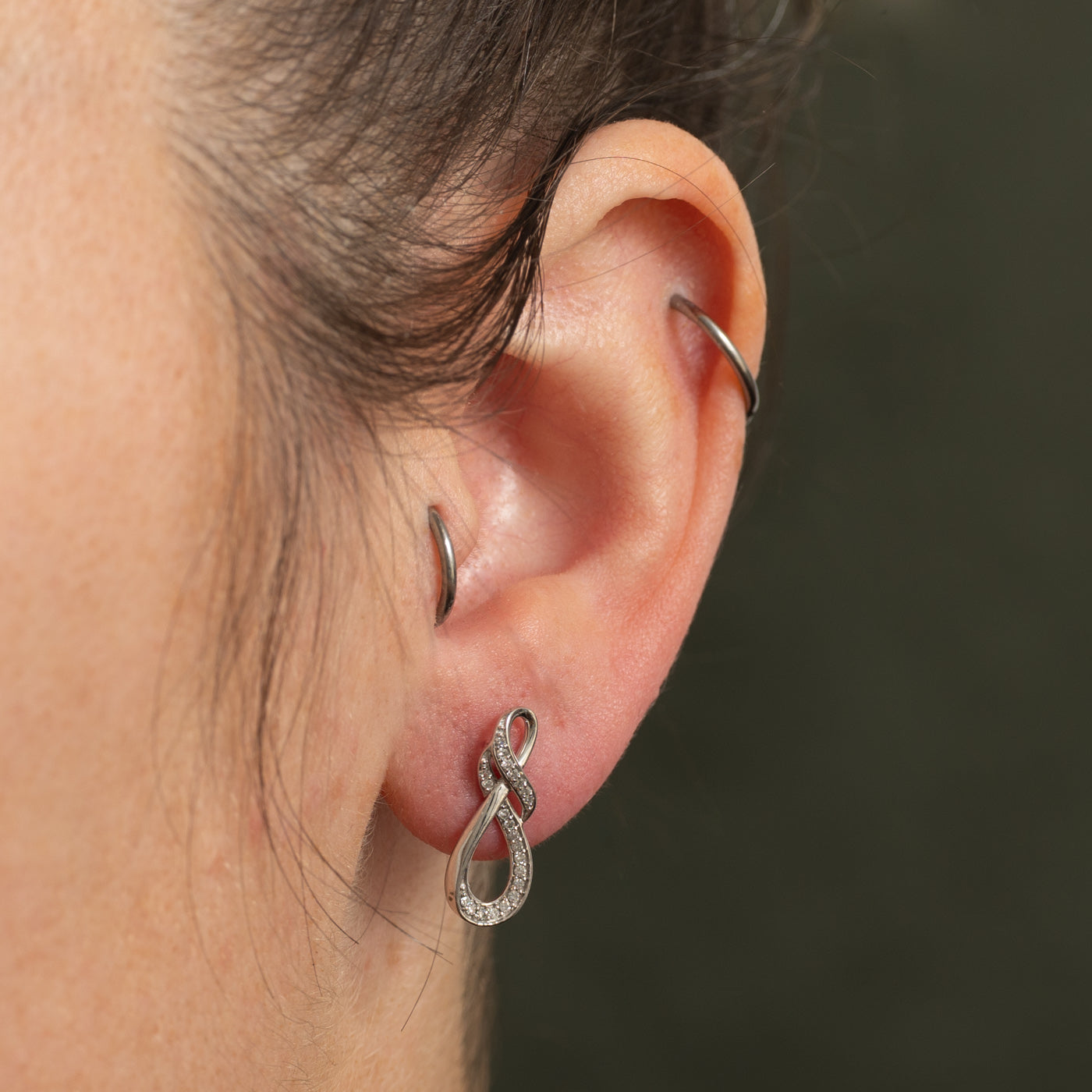 Pave Set Diamond Infinity Earrings