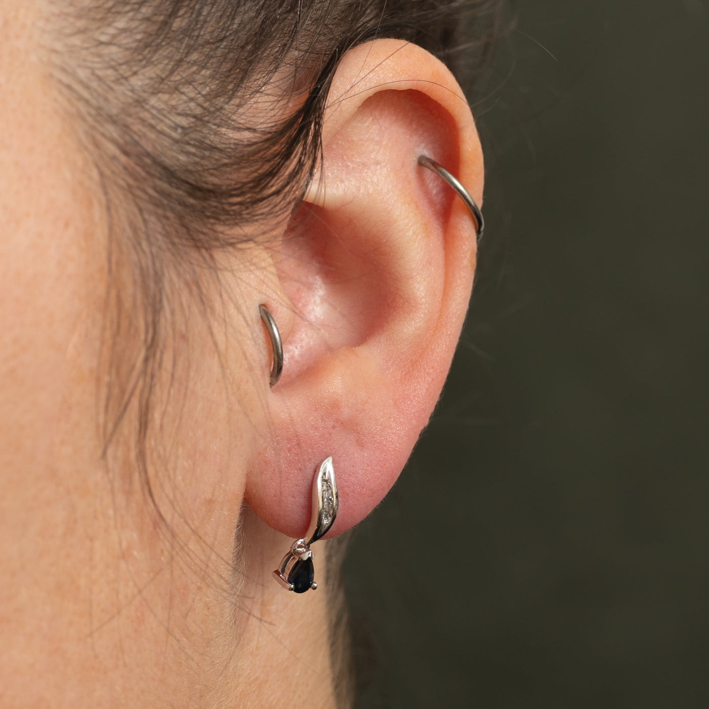 Pear Cut Sapphire & Diamond Drop Earrings