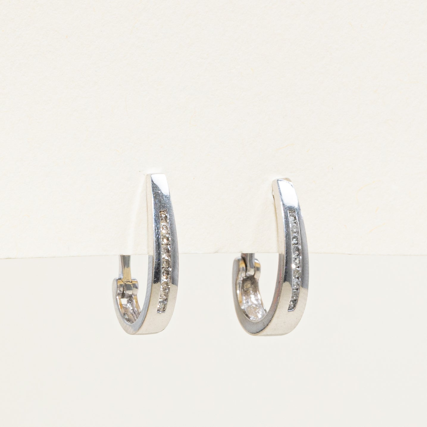 Channel Set Diamond Hoop Earrings