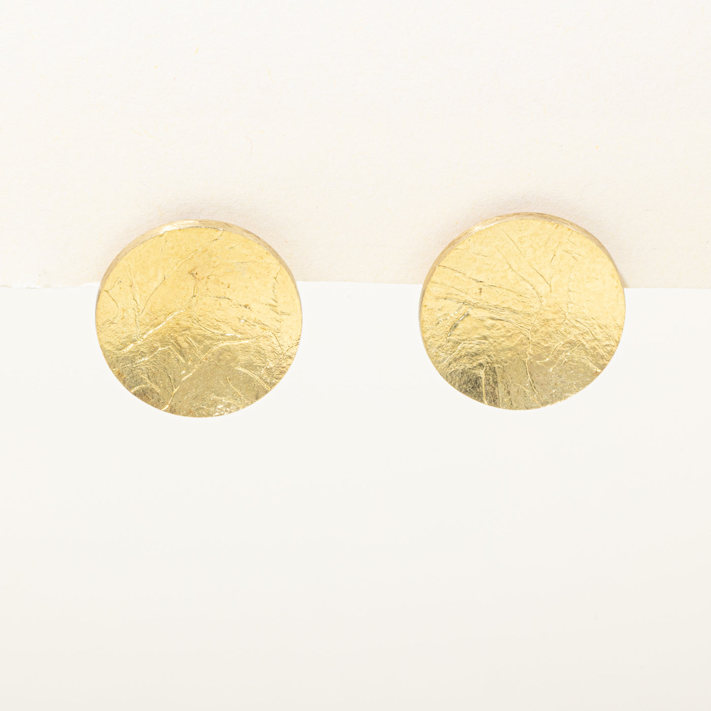 18k Yellow Gold Large Disc Stud Earrings