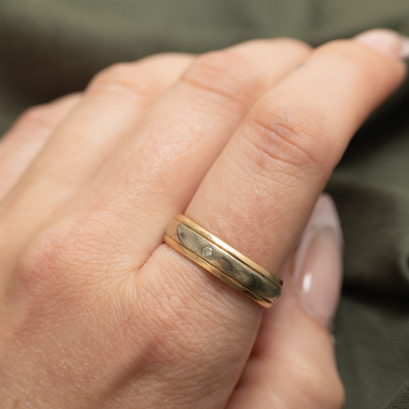 Two Tone Flush Set Diamond Band | 5.80mm | SZ 9.75