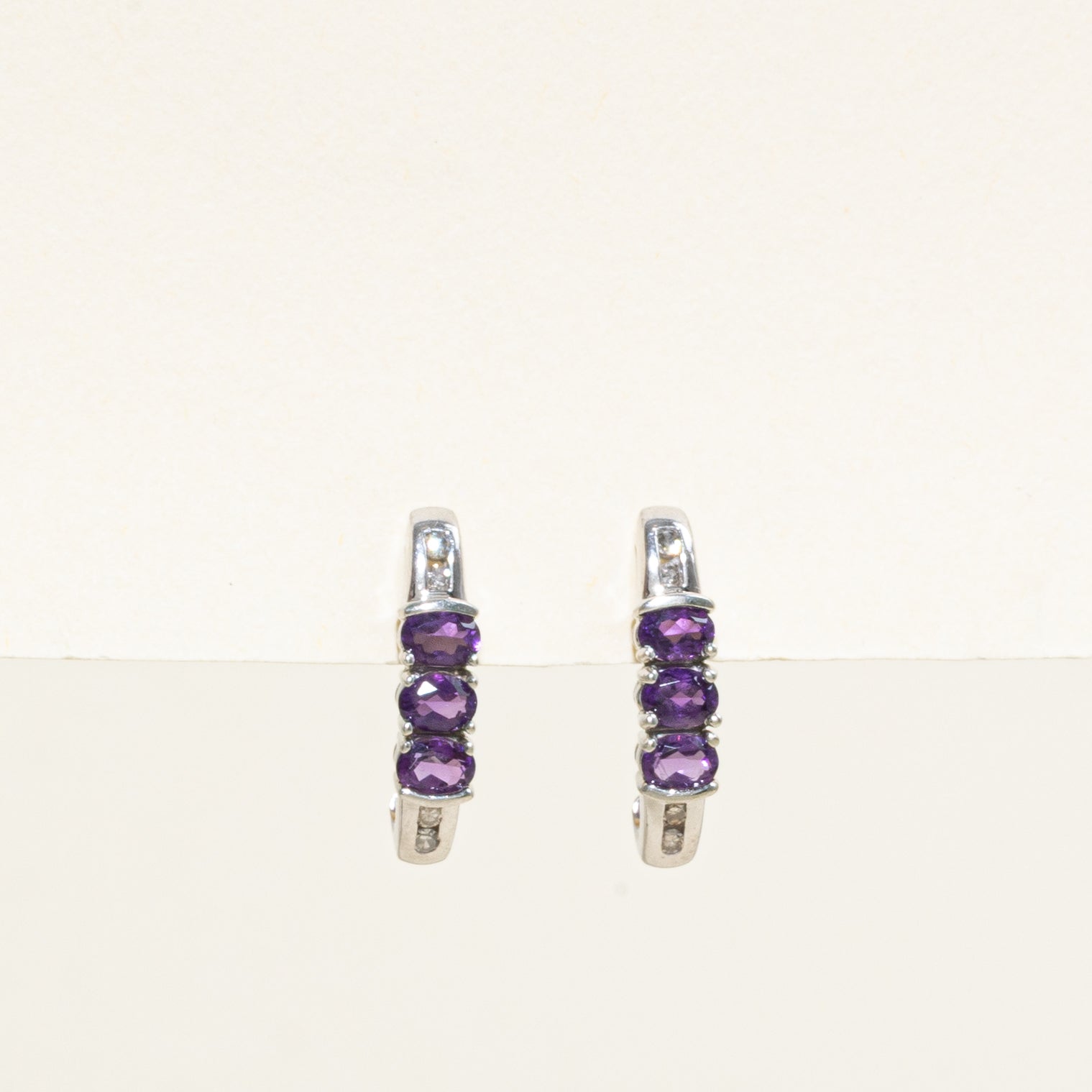 Amethyst & Diamond Drop Earrings