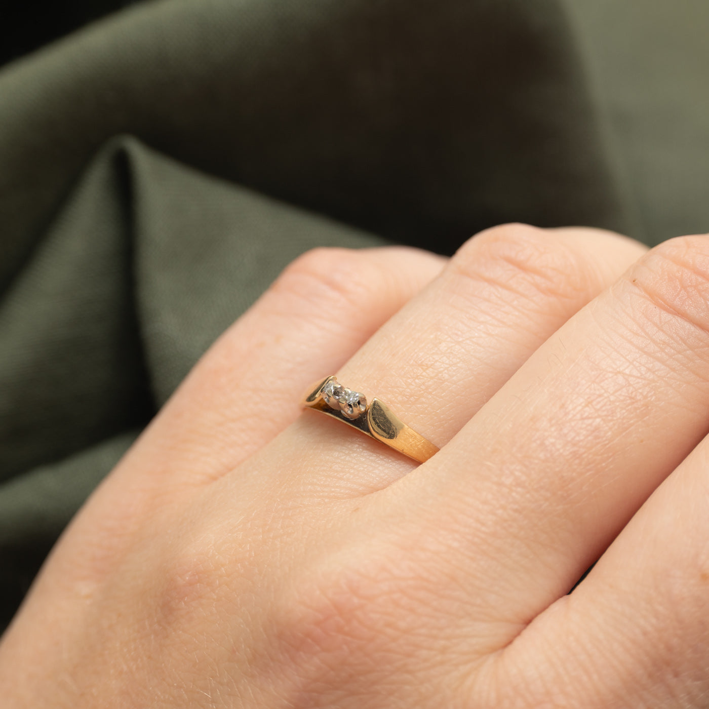 Two Stone Diamond Cathedral Ring | SZ 6.5