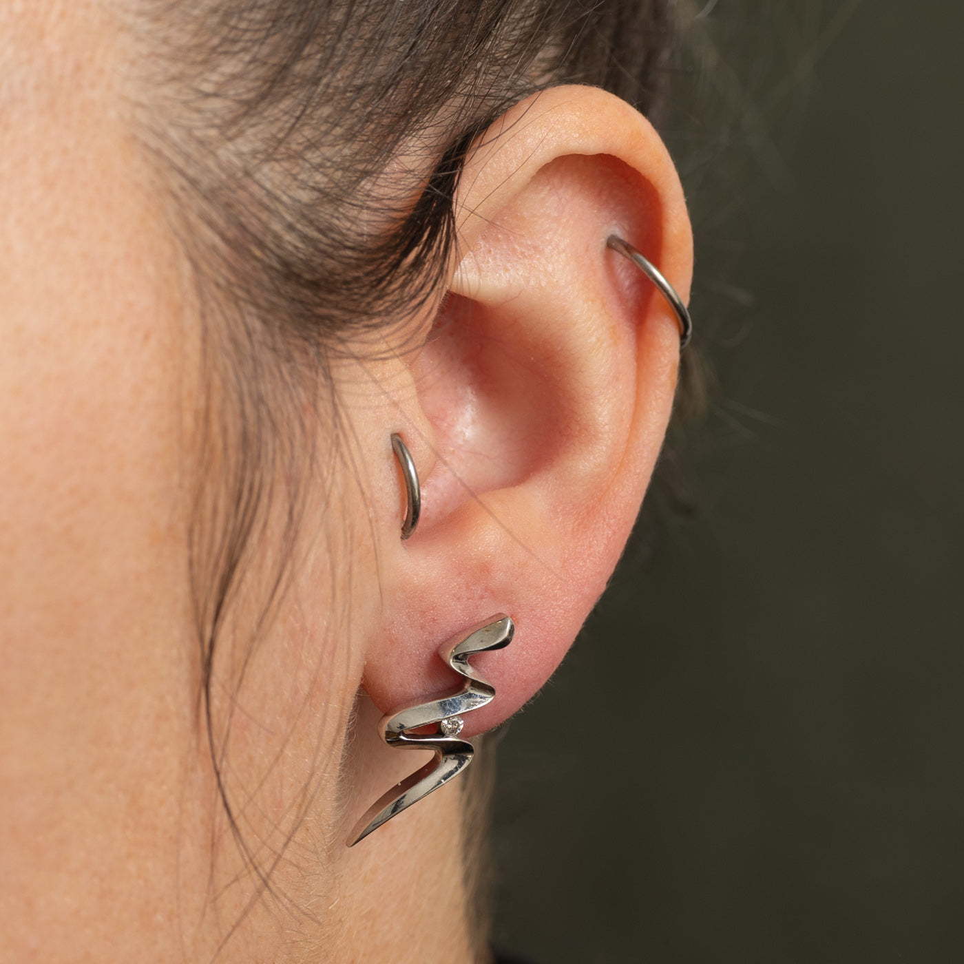 Diamond Zig Zag Drop Earrings