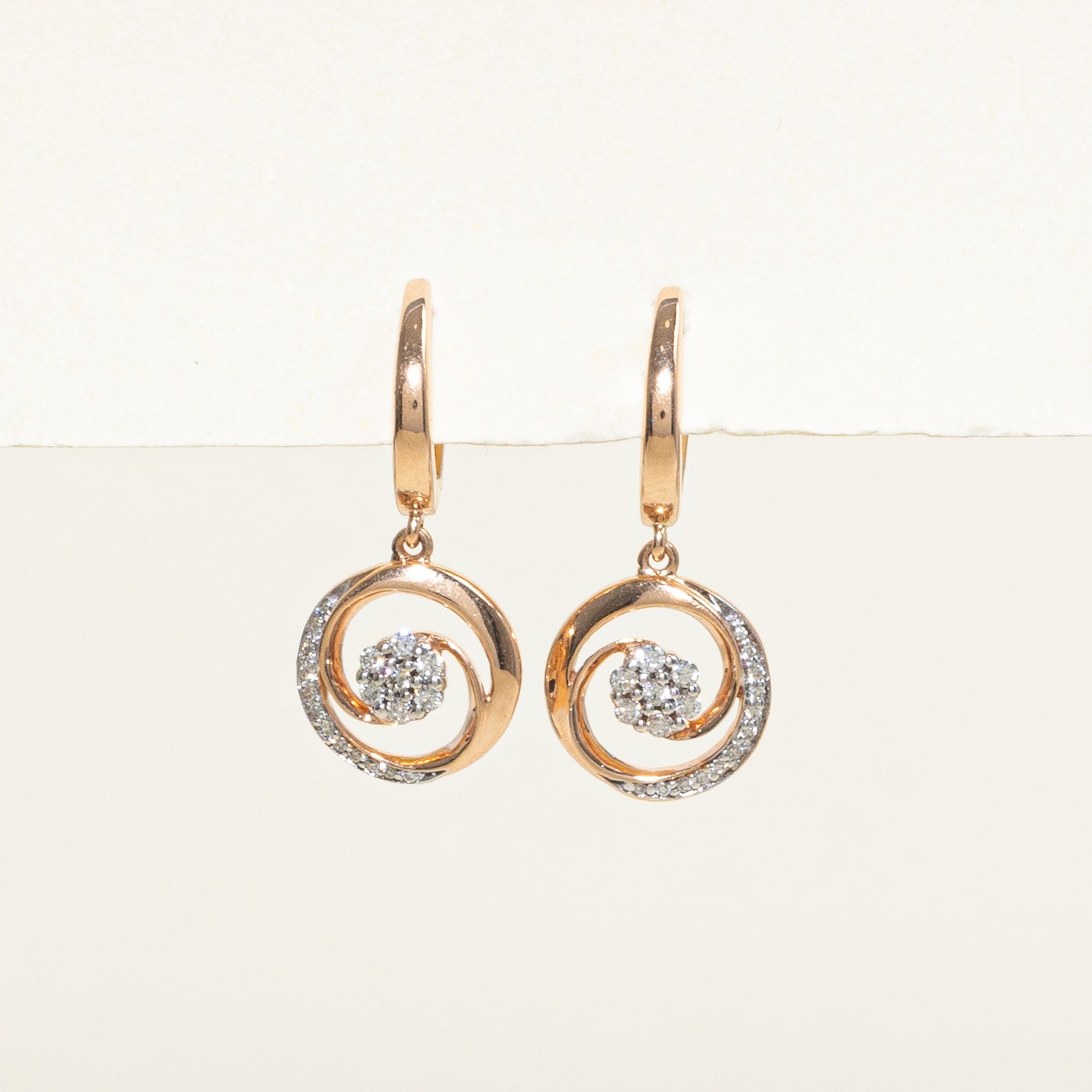 Pave Set Diamond Swirl Drop Earrings