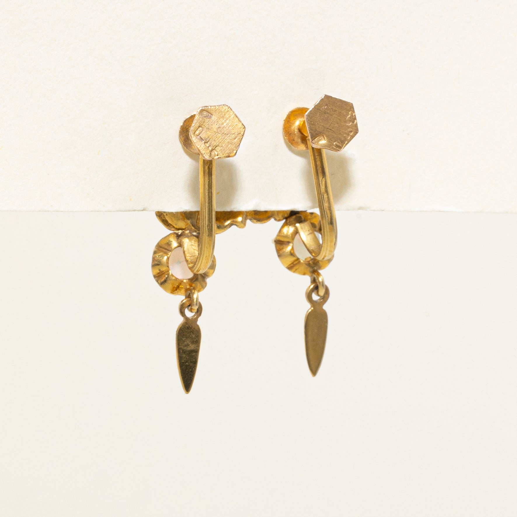 Opal Leaf Design Jacket Earrings