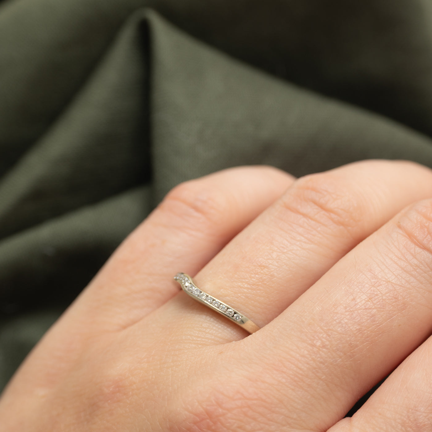 Channel Set Semi Eternity Diamond Contour Ring | SZ 7.5