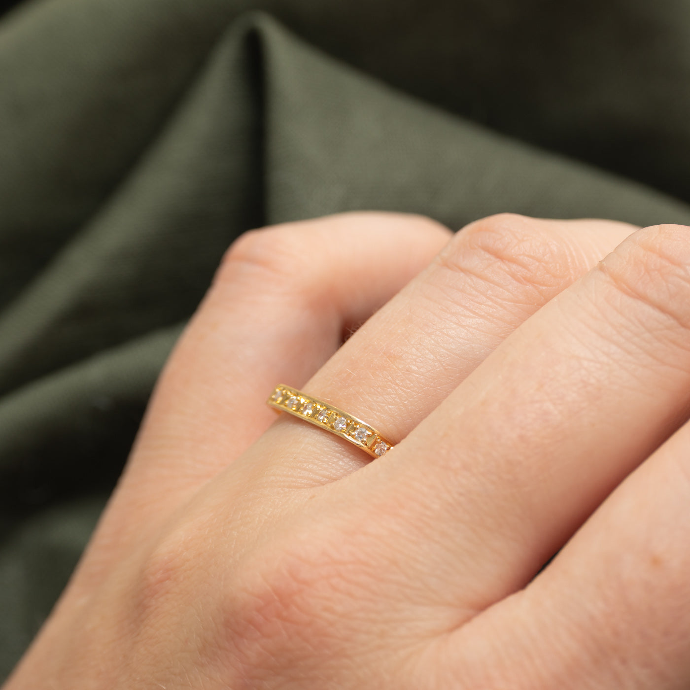 18k Semi Eternity Diamond Soft Square Band | 2.45mm | SZ 4.75