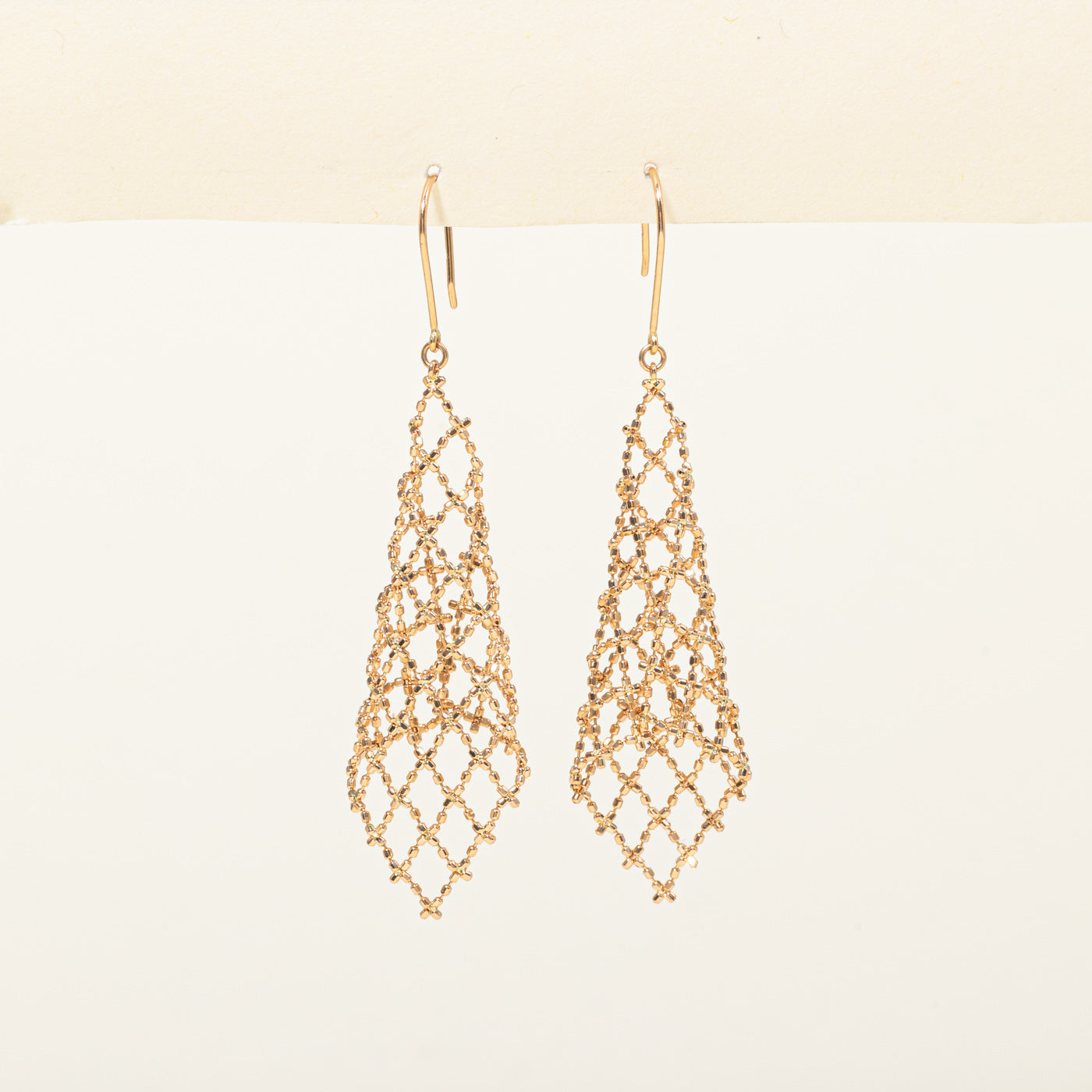 18k Yellow Gold Mesh Drop Earrings