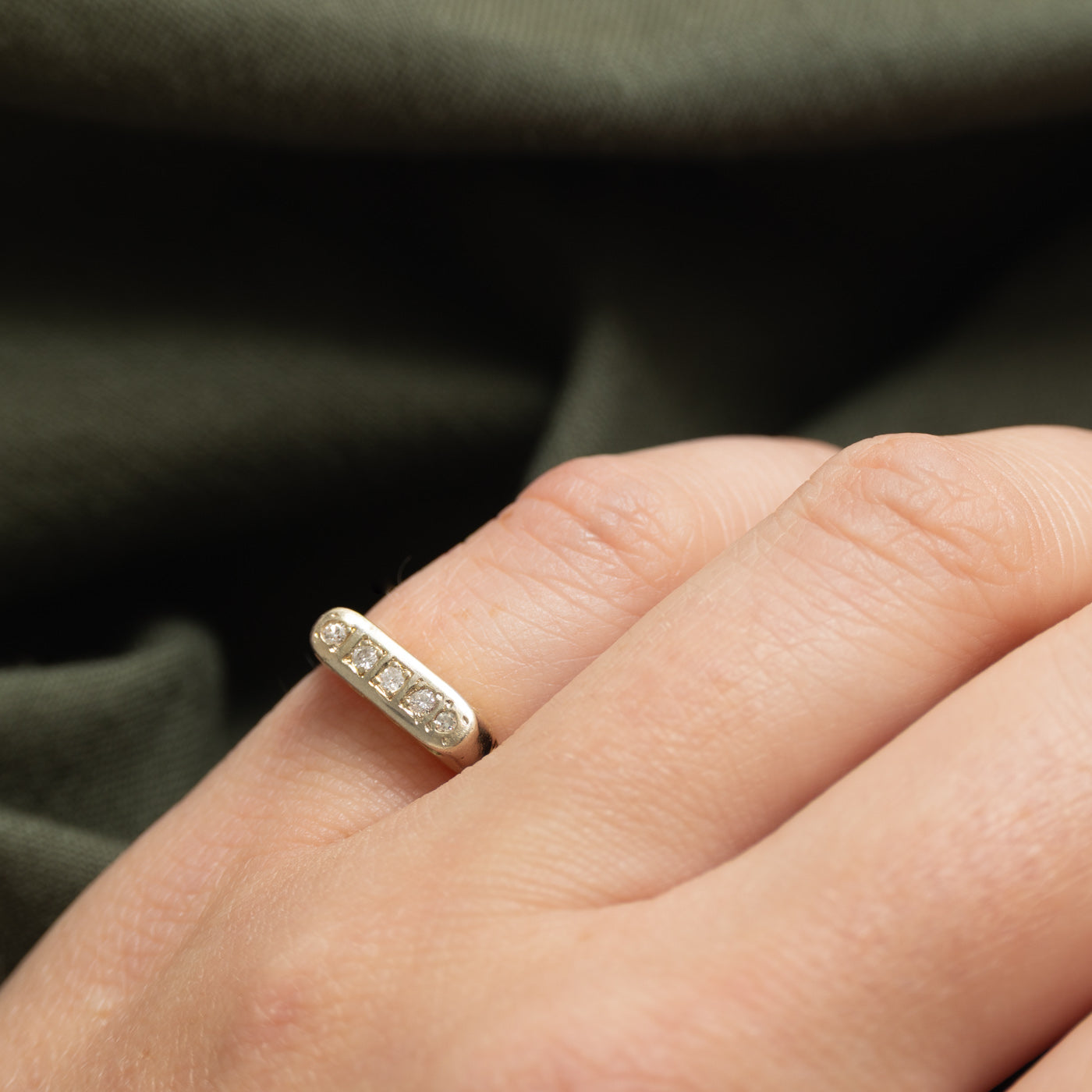 Five Stone Diamond Signet Ring | SZ 3.5