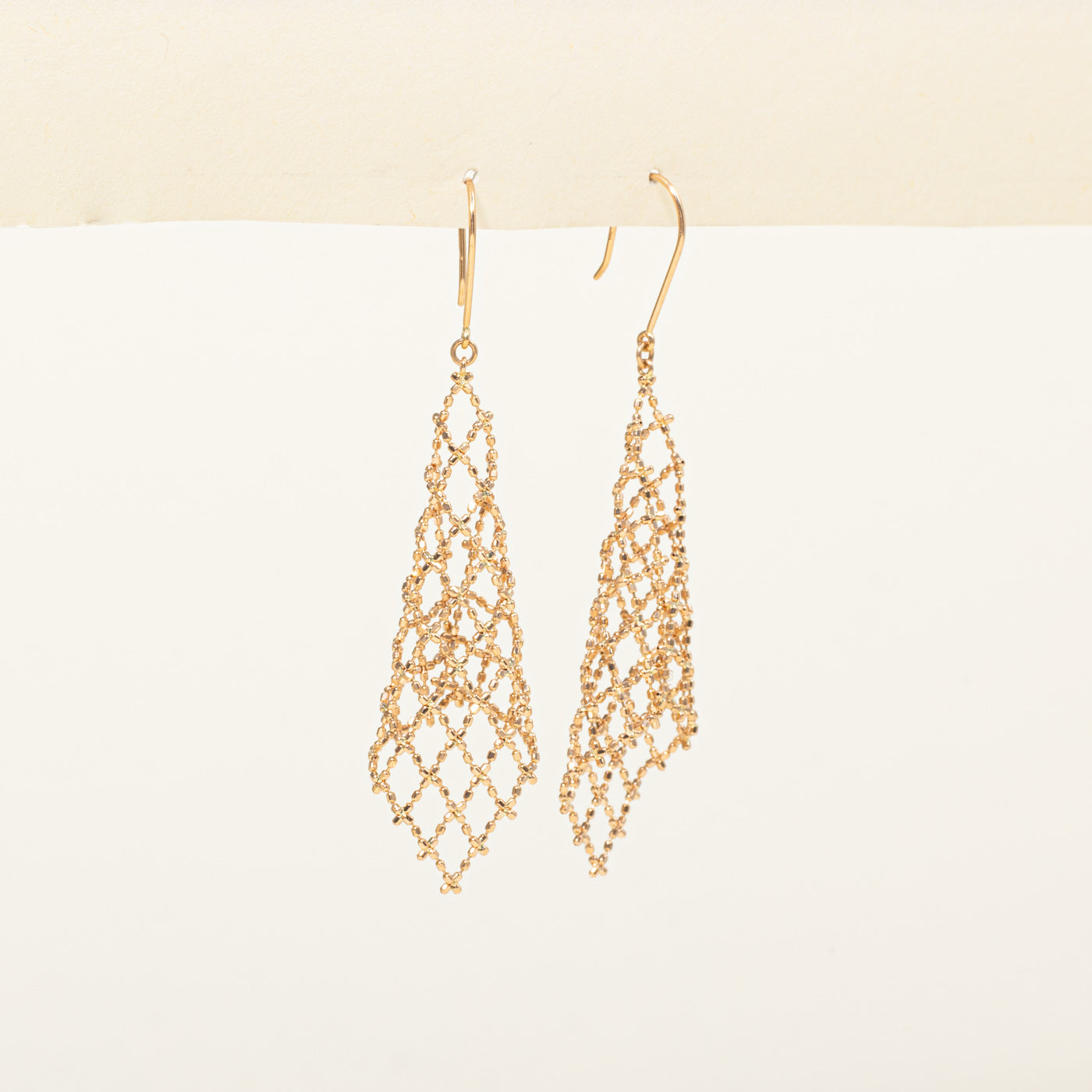 18k Yellow Gold Mesh Drop Earrings