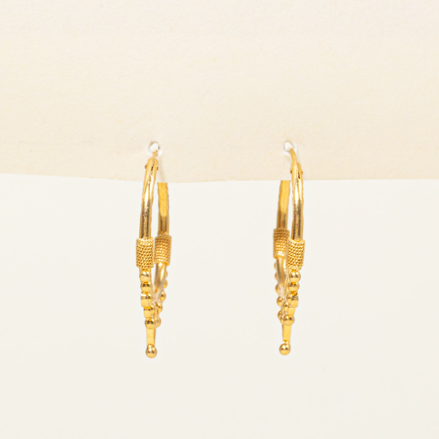 18k Yellow Gold Ornate Hoop Earrings