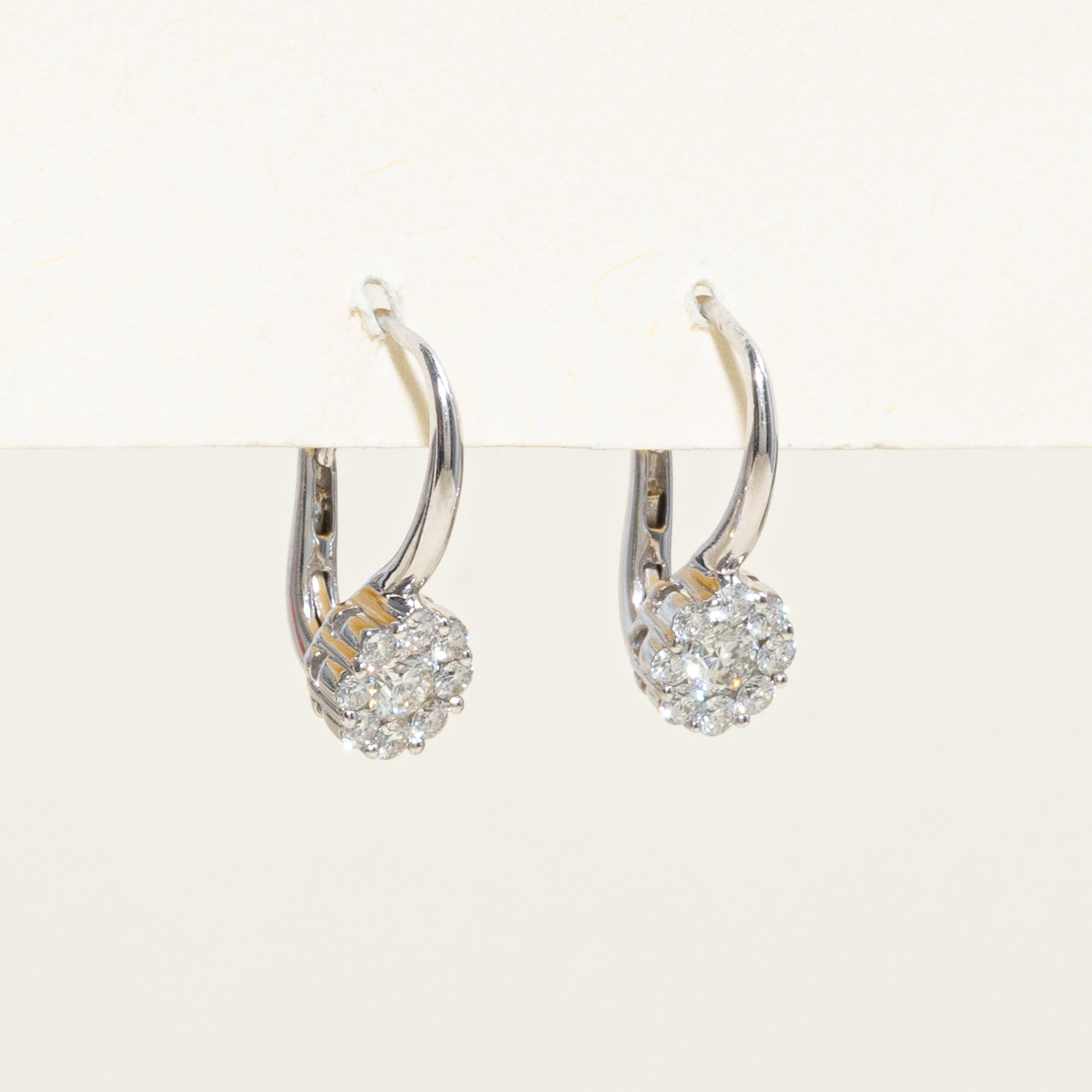 Diamond Cluster Drop Earrings