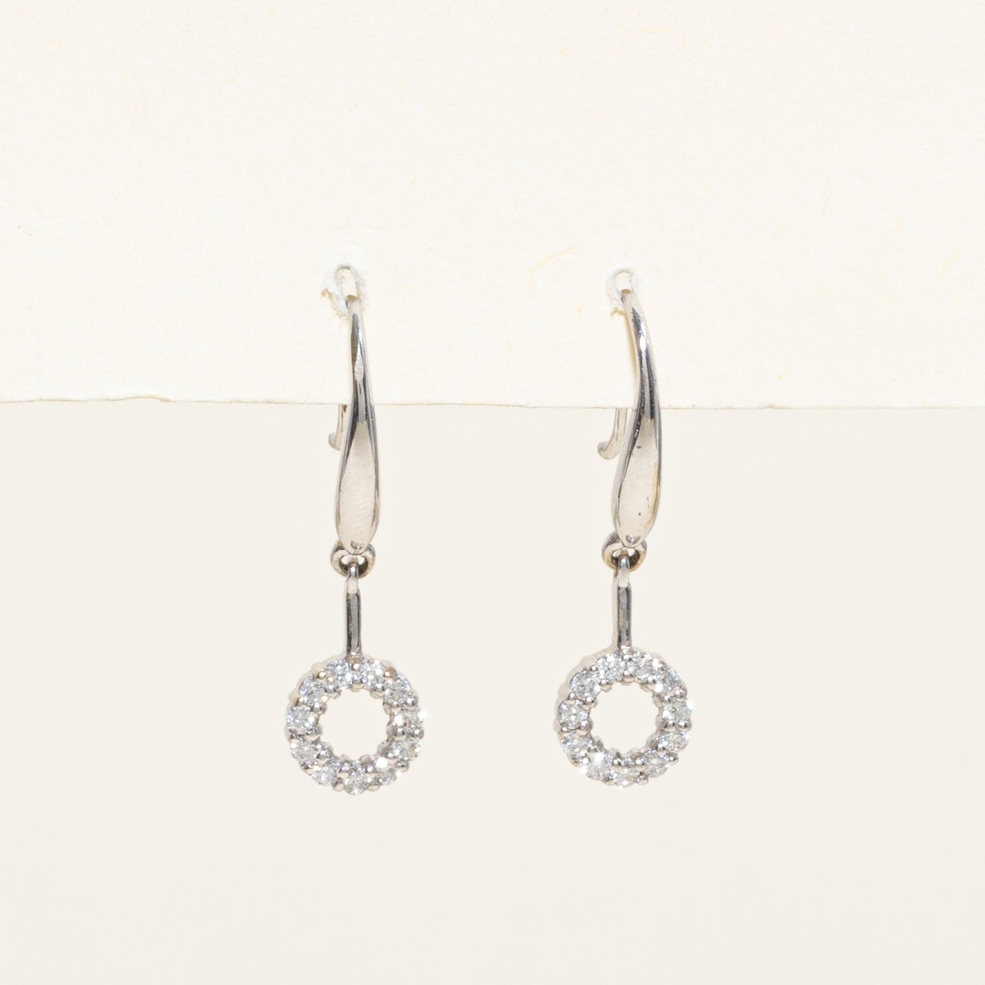 Pave Set Circle Drop Earrings