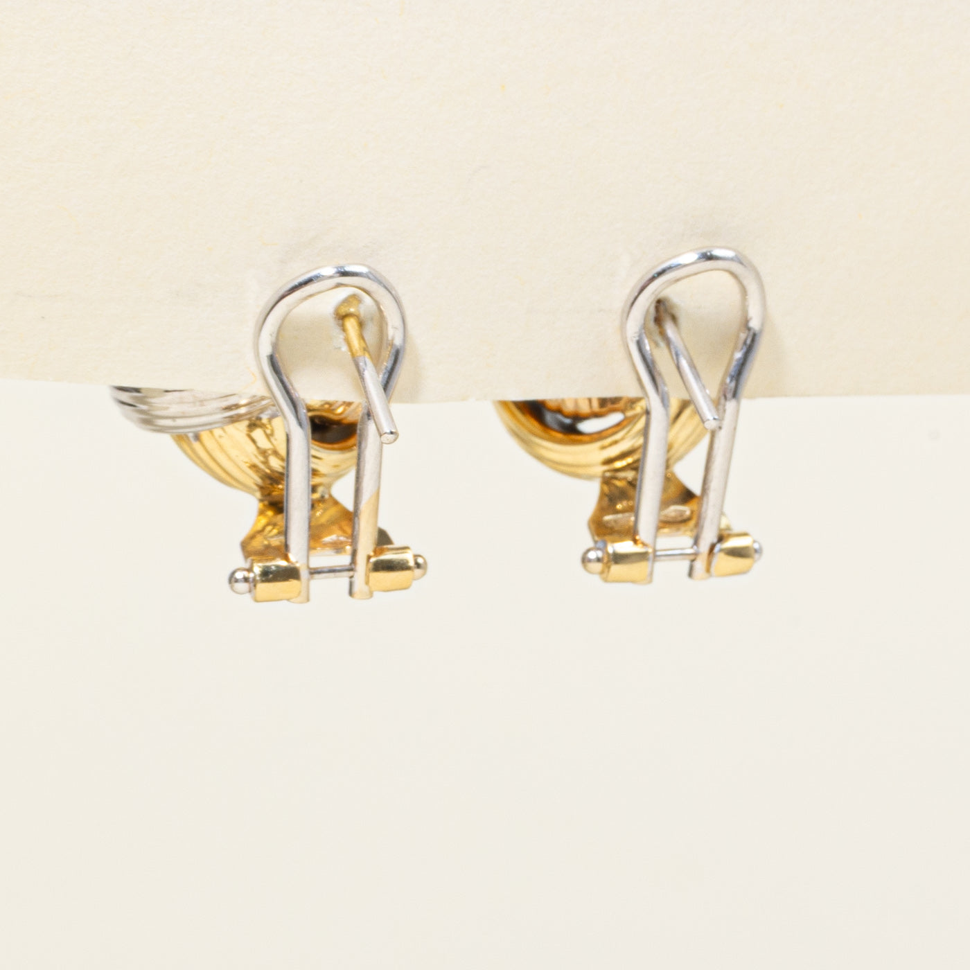 18k Tri Tone Gold Grooved Knot Stud Earrings