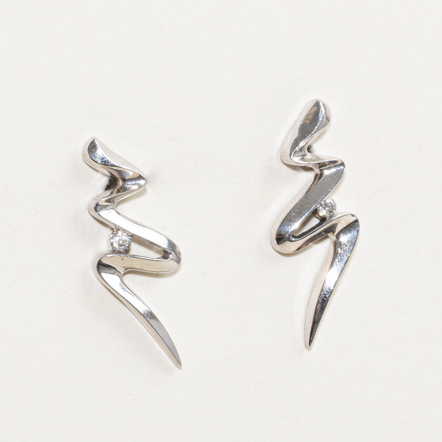 Diamond Zig Zag Drop Earrings