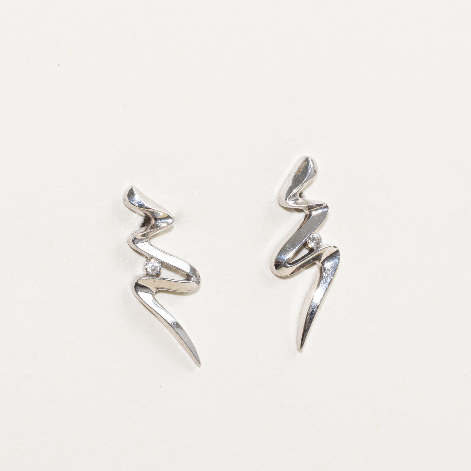 Diamond Zig Zag Drop Earrings