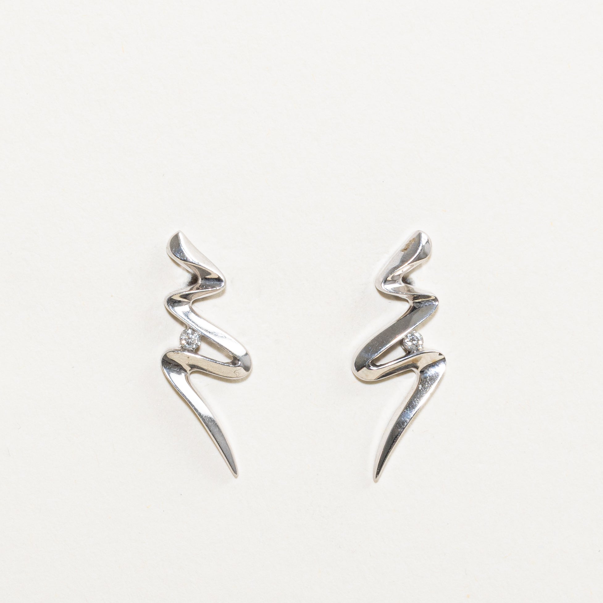 Diamond Zig Zag Drop Earrings