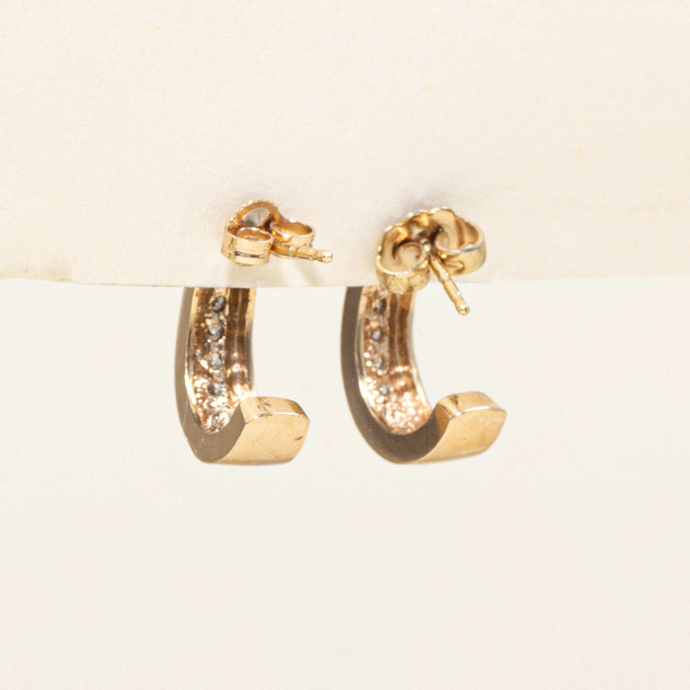 Channel Set Diamond Half Hoop Earrings