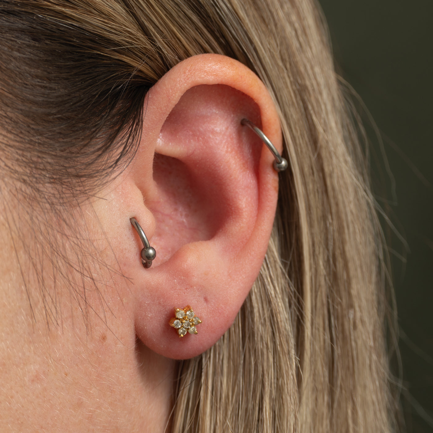 Diamond Petal Cluster Stud Earrings