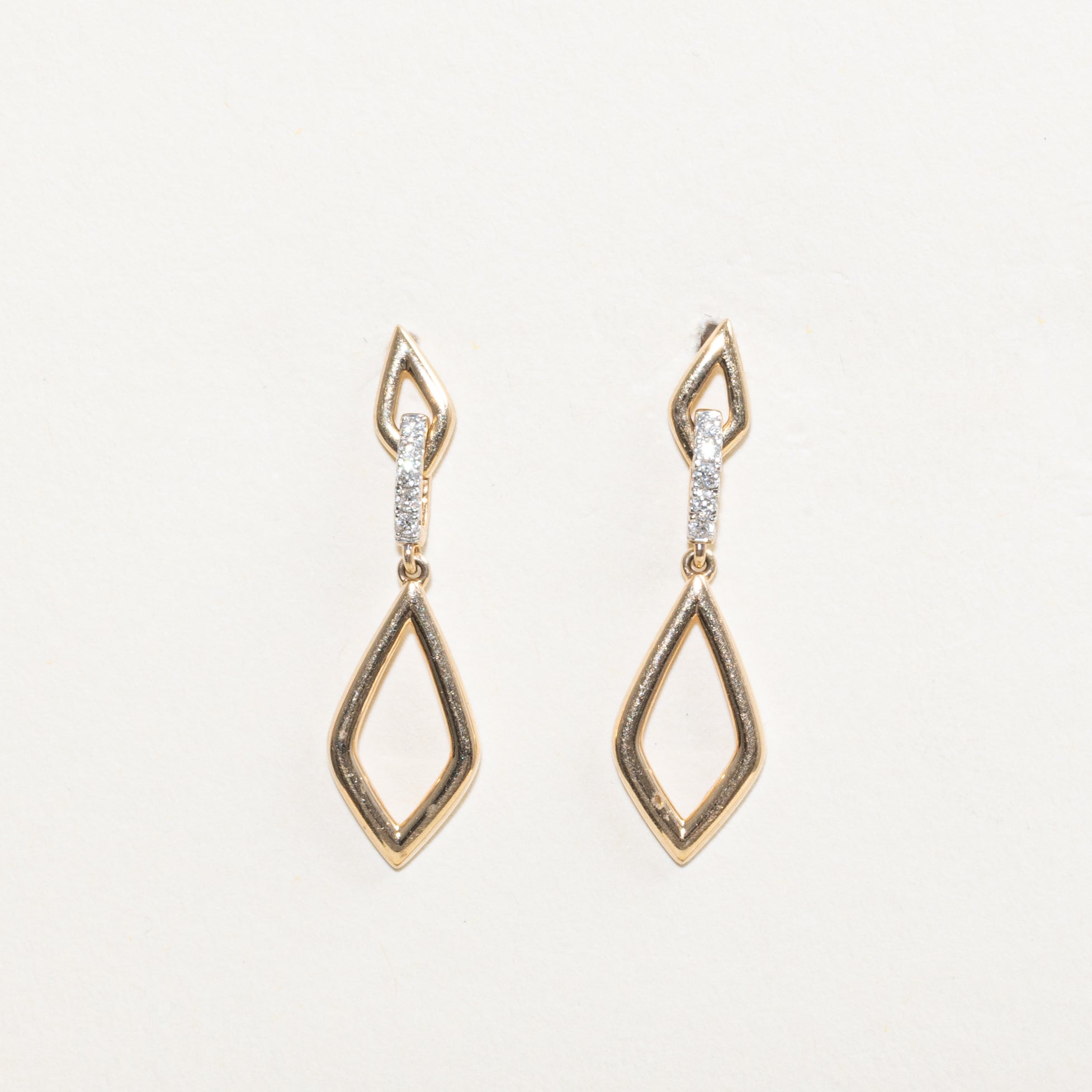 Pave Set Diamond Geometric Drop Earrings