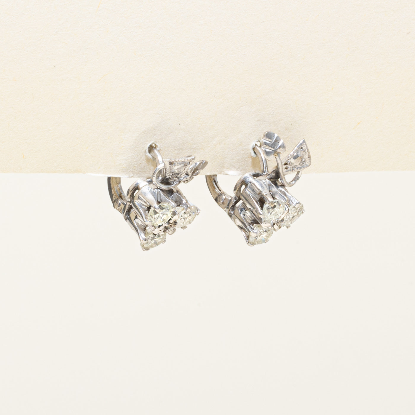 950 Platinum Diamond Cluster Leafy Stud Earrings | 0.68ctw