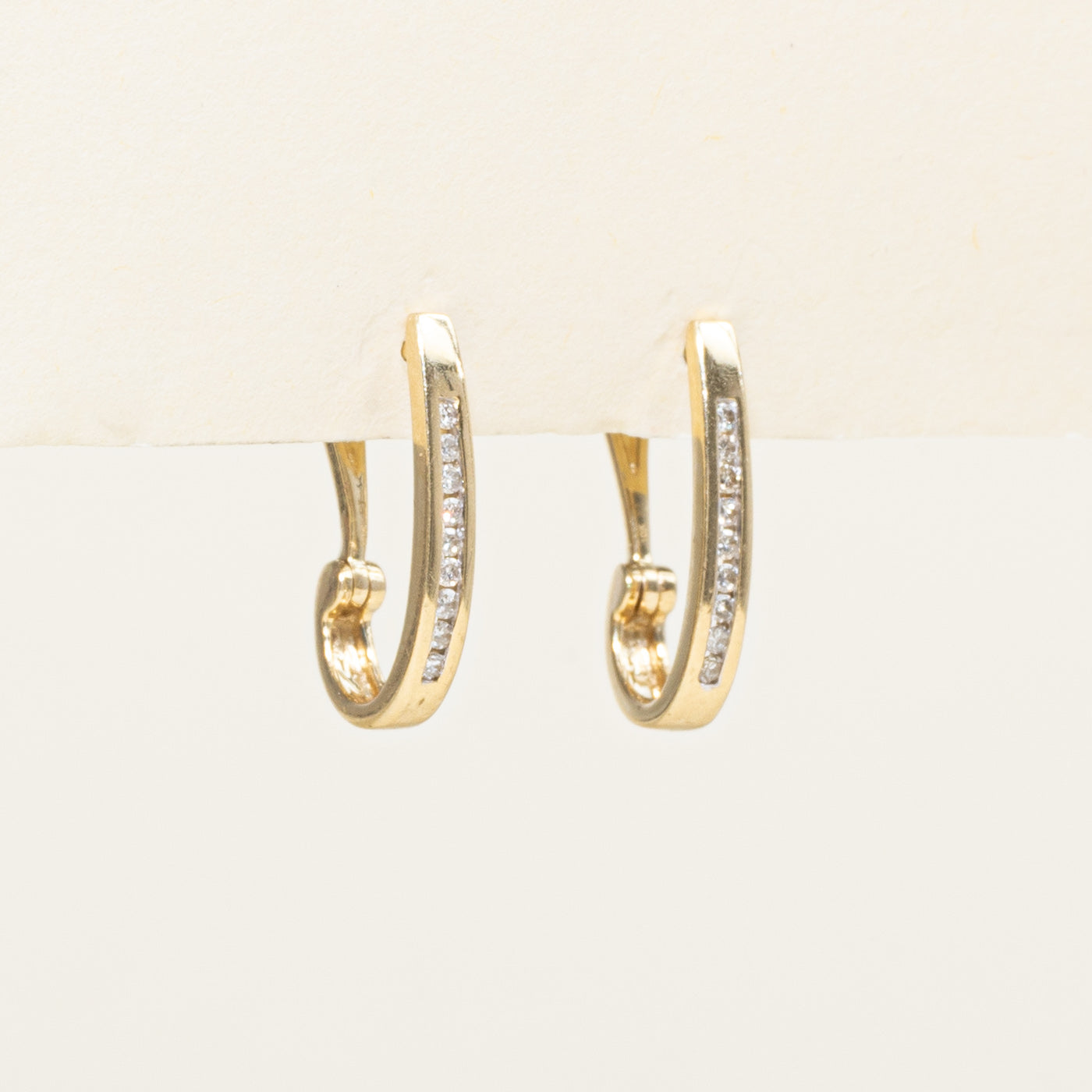 Channel Set Diamond Half Hoop Earrings